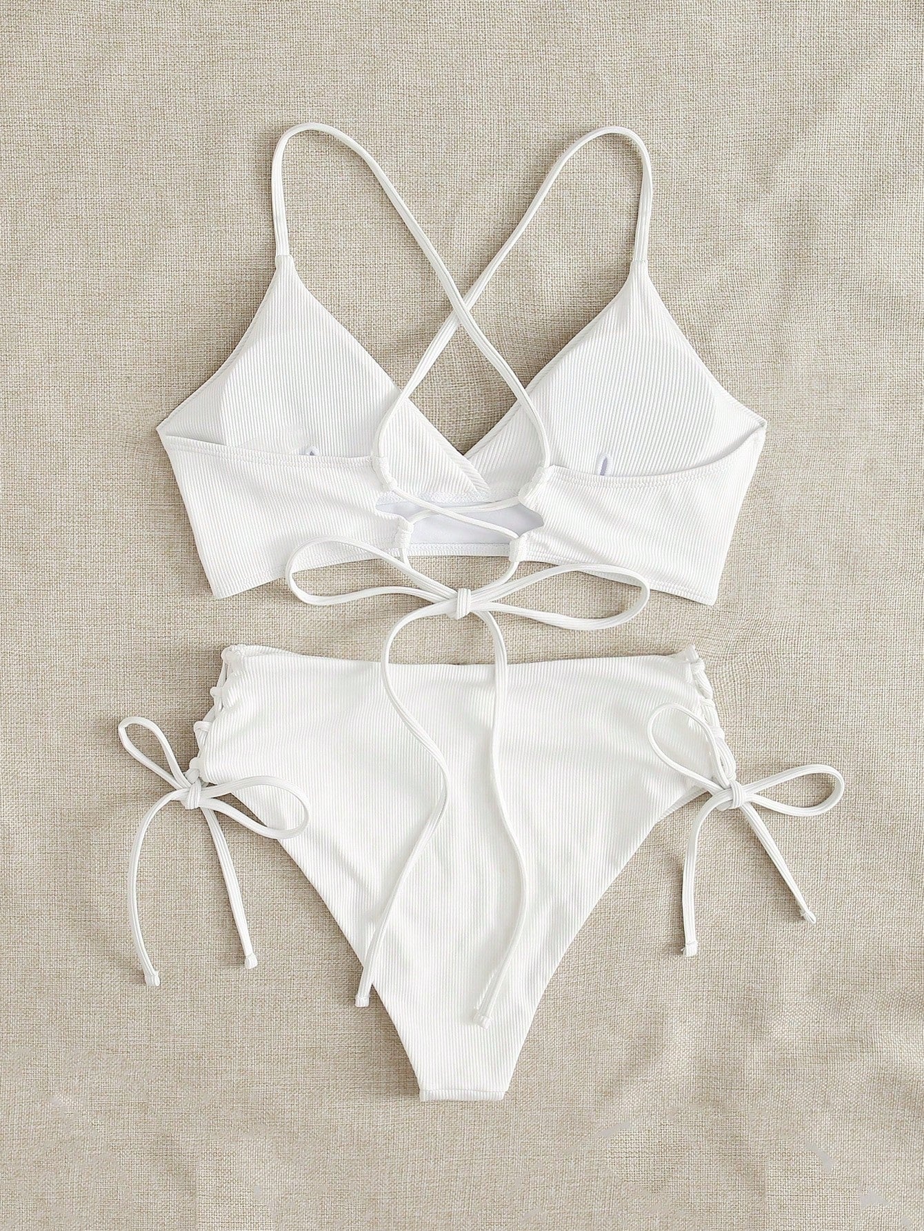 SHEIN Swim Basics Plain Tie Side Bikini Swimsuit