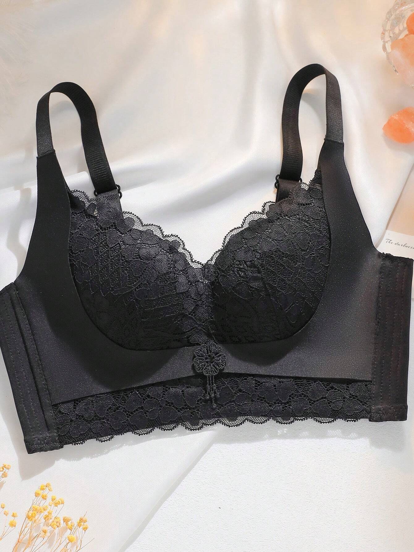 Women Push Up Wireless Seamless Adjustable Breathable Lace Bra
