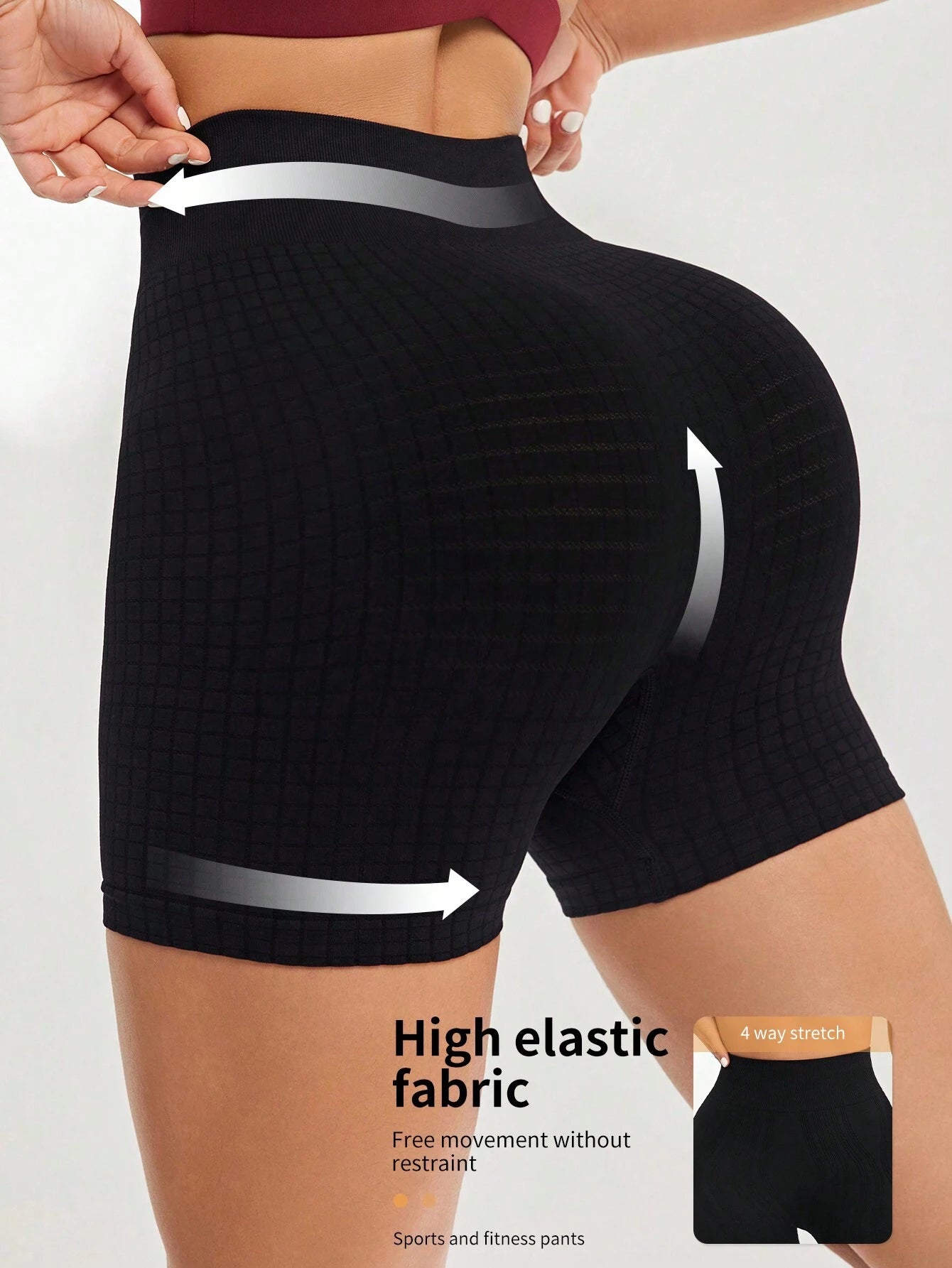 Yoga Futuristic Seamless Wideband Waist Sports Shorts Biker Shorts Spandex Shorts Legging Shorts