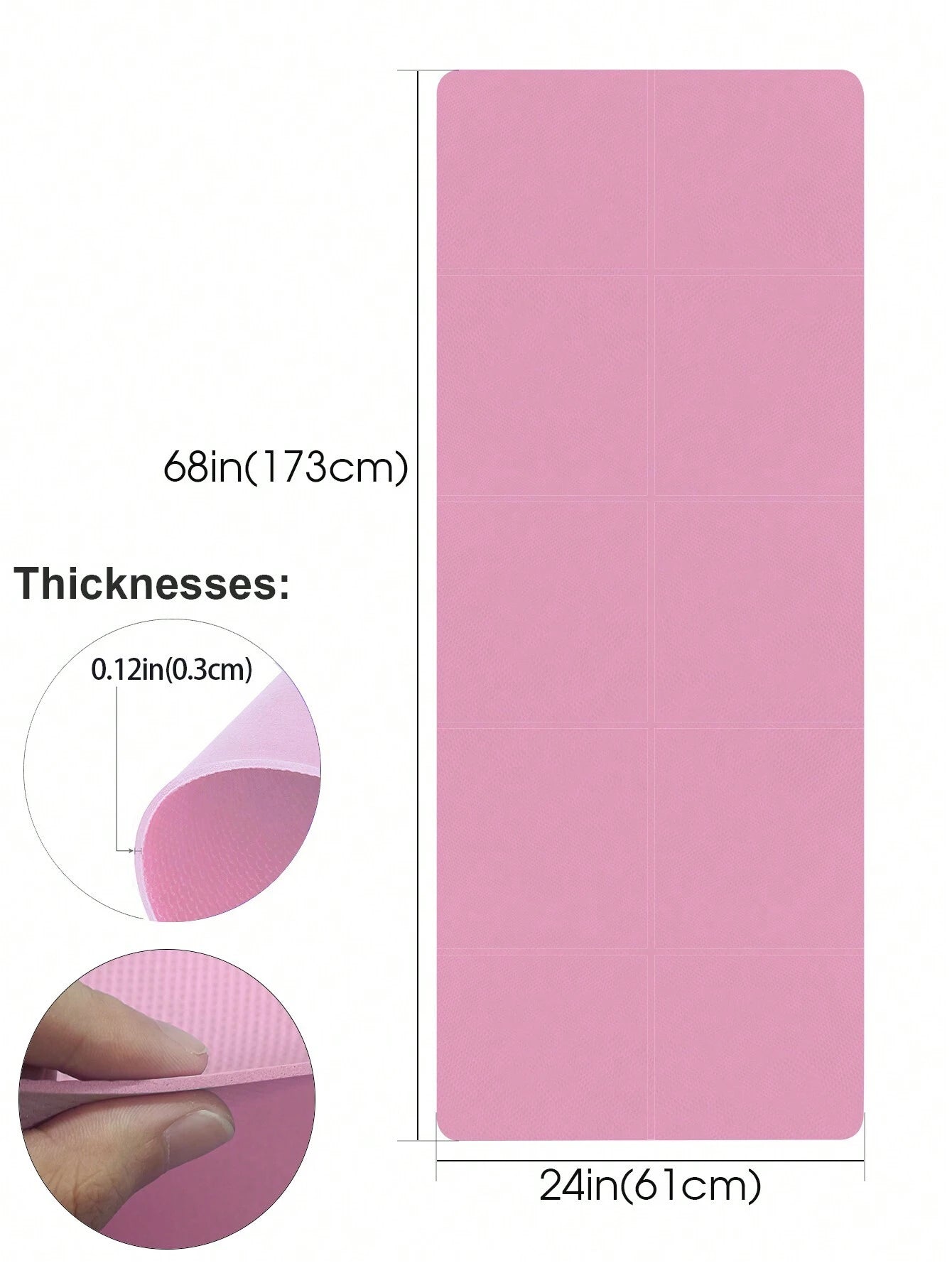 1pc 173*61*0.3cm Eva Yoga Mat For Beginners, Fitness Mat, Dance, Anti-skid Exercise Pad