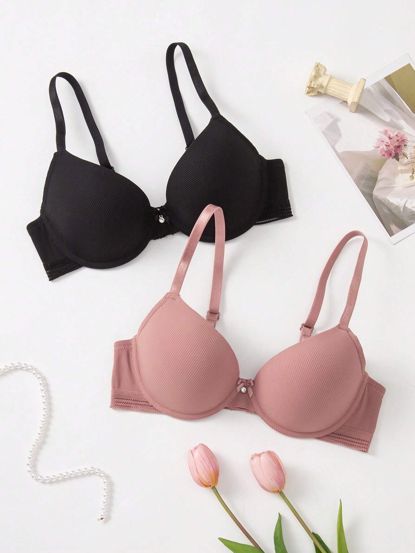 2pcs Solid Underwire Bra Multicolor 3