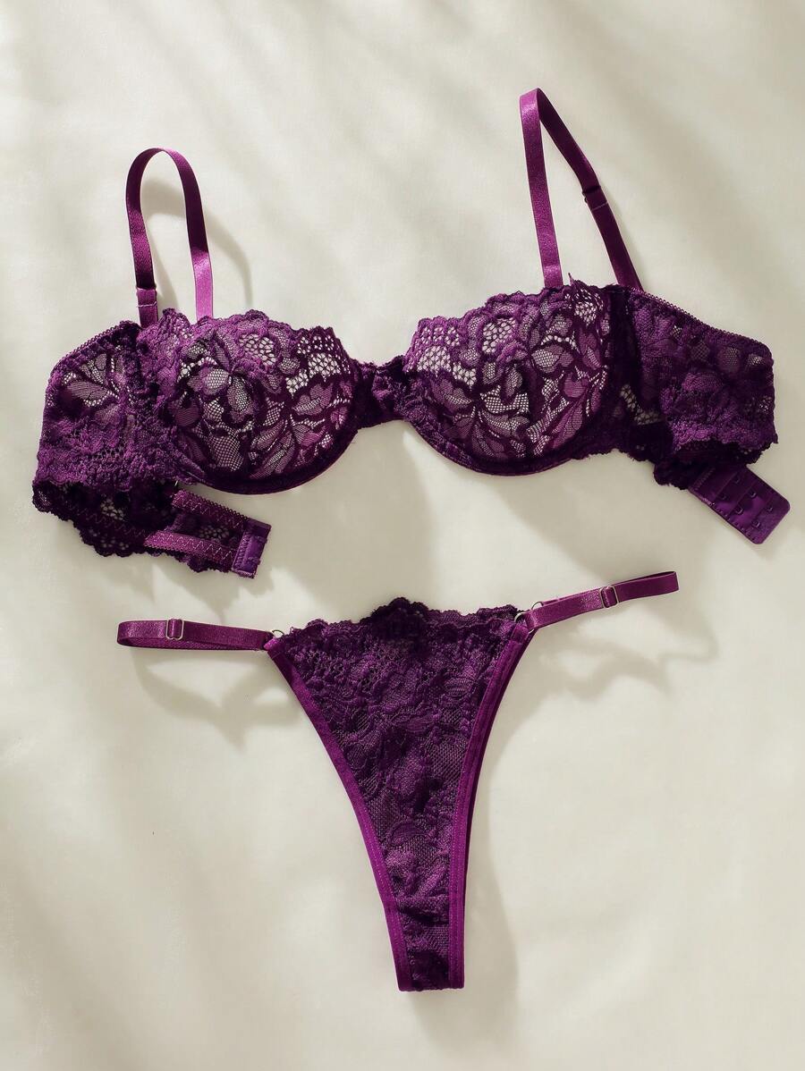 Floral Lace Underwire Lingerie Set
