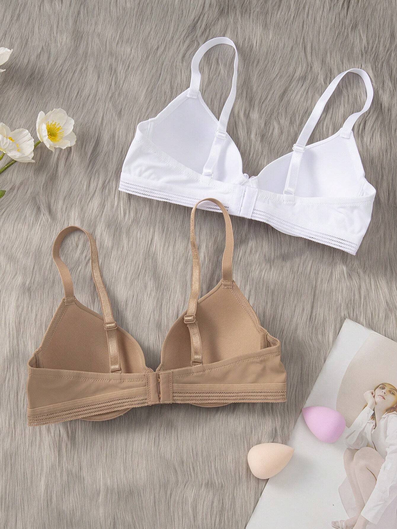 2pcs Solid Underwire Bra