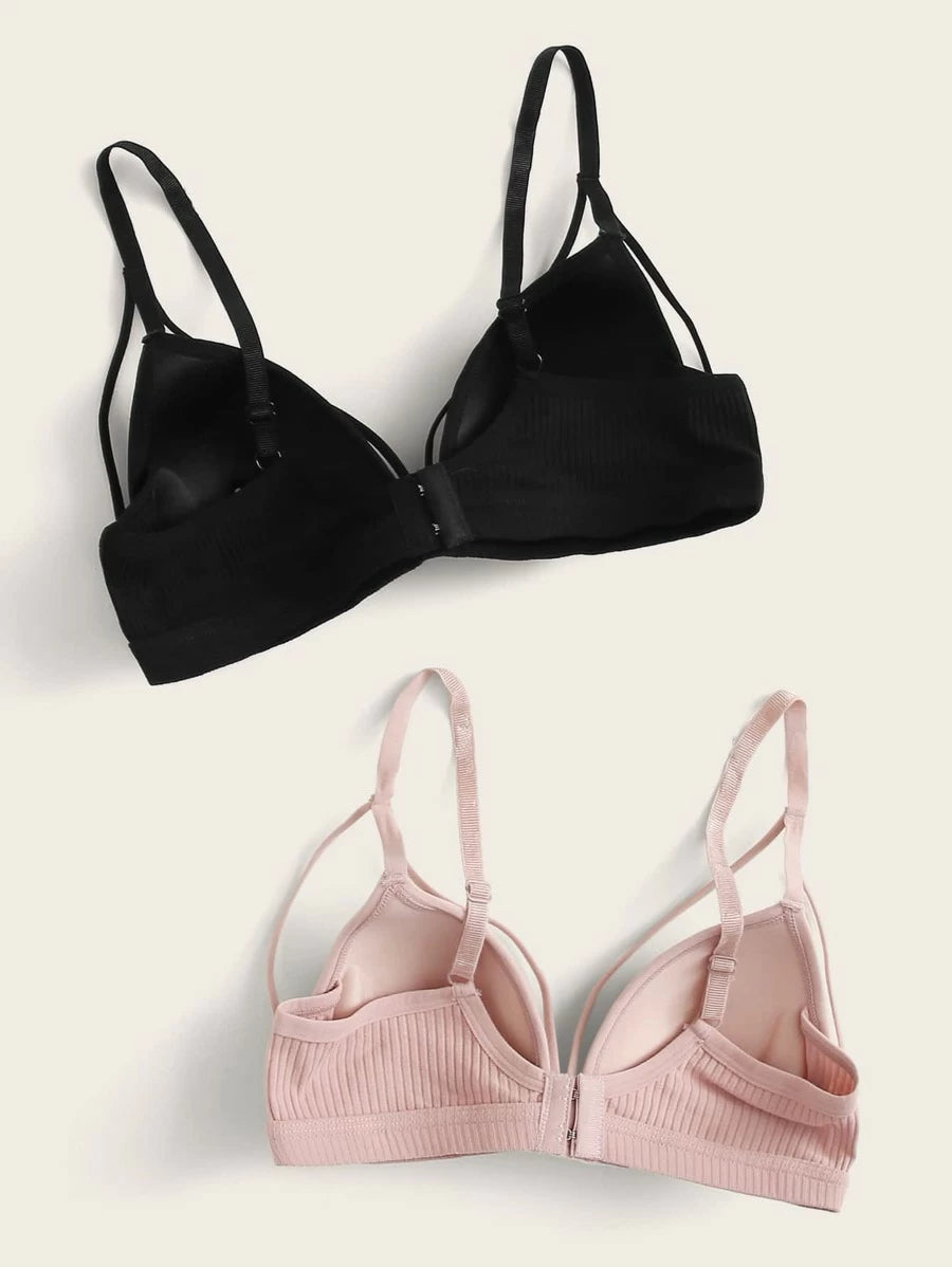 2pack Ribbed Harness Bra Set