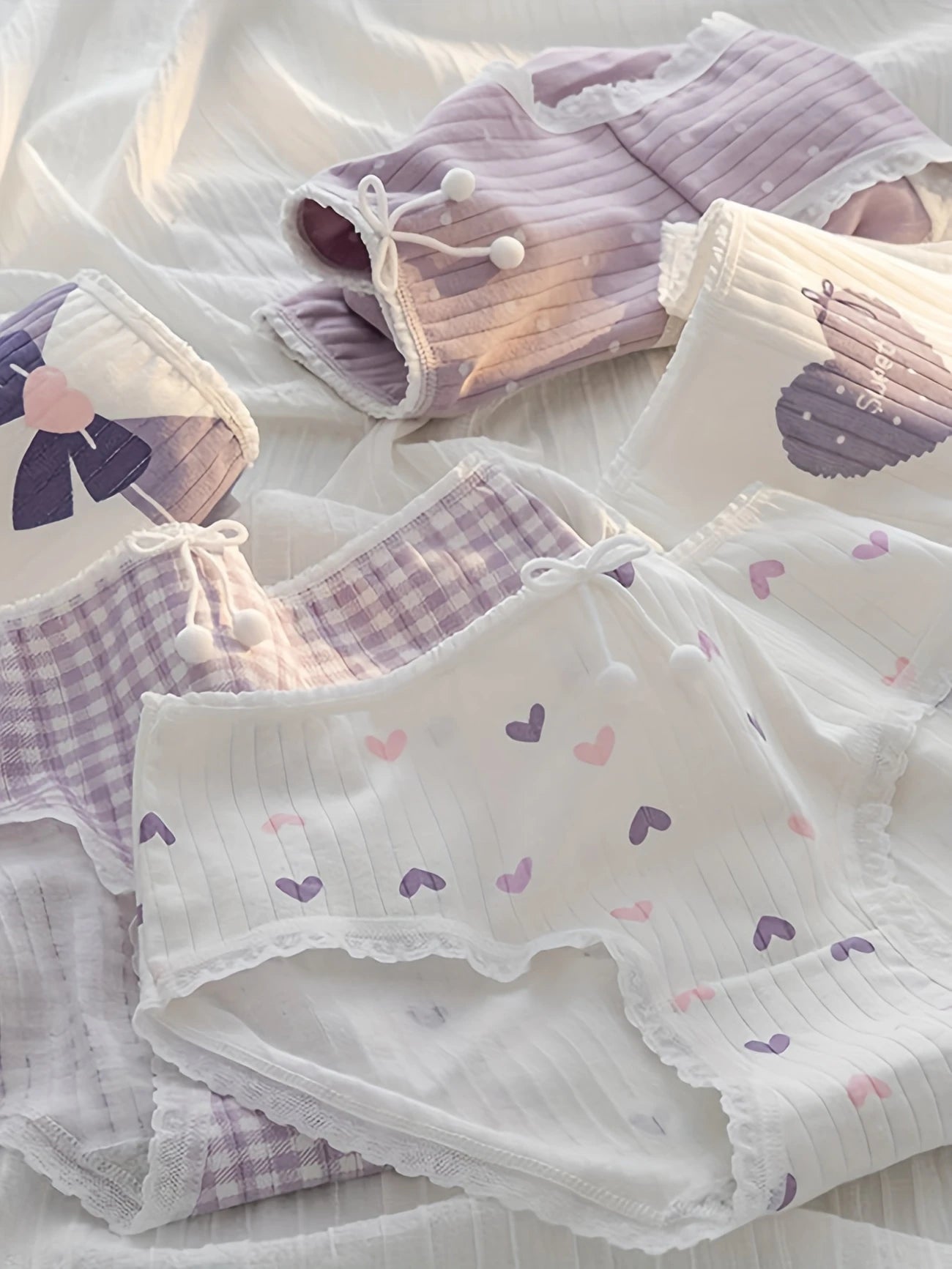 5pcs Cute Comfy Breathable Stretchy Intimates Panties