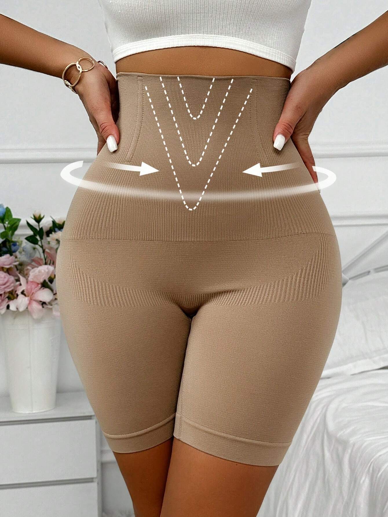 Plain Shapewear Shorts Camel