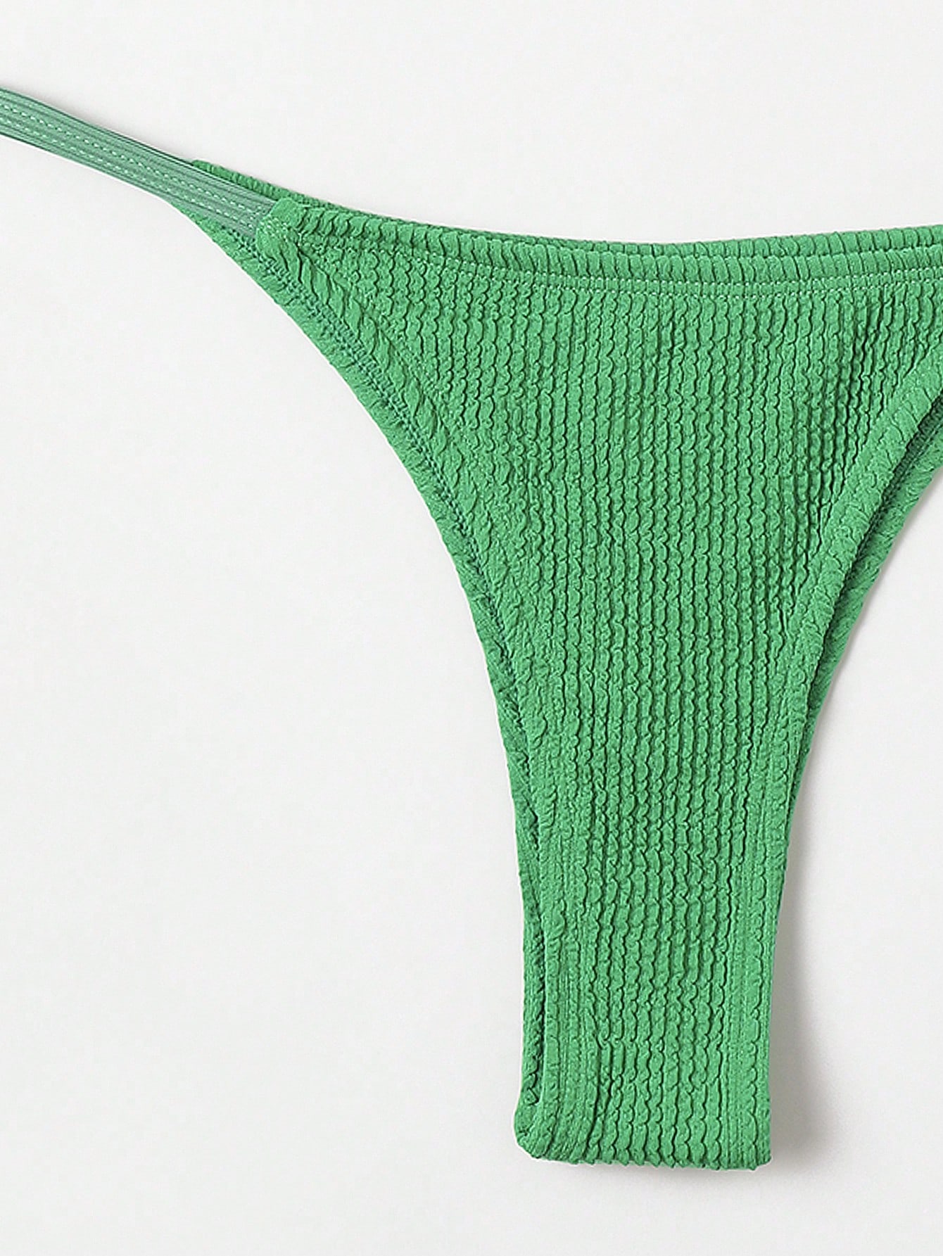 Contrast Binding Triangle Thong Bikini Swimsuit