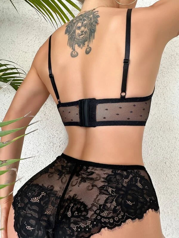 Floral Lace Push Up Lingerie Set