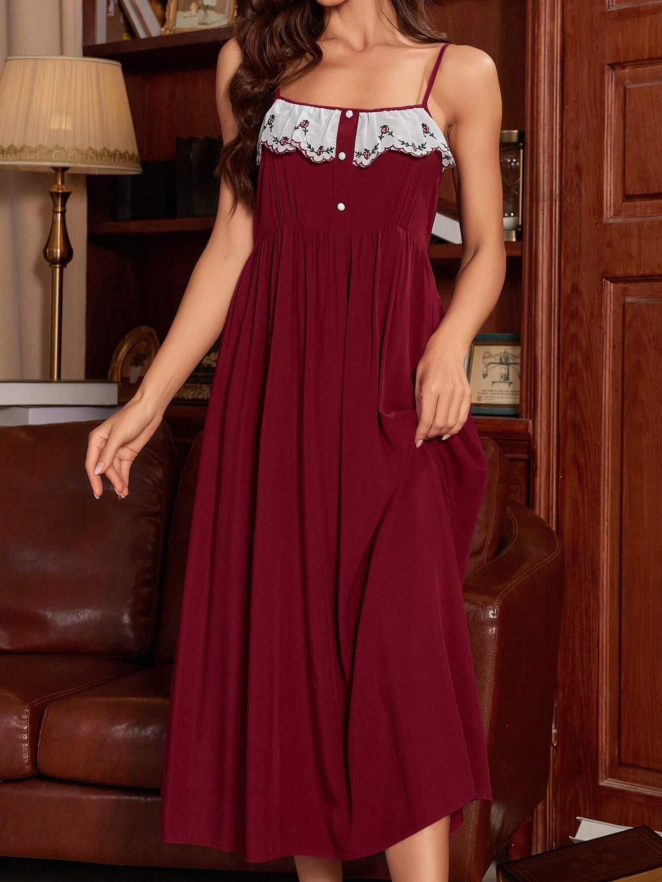 PalaceNights Floral Embroidery Flare Sleeve PJ Set / Pajama Set