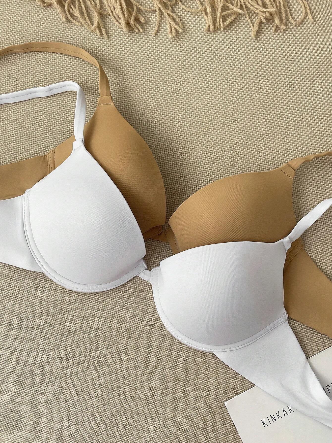 2pcs Women's Minimalist Solid Color Wire-Free Bras