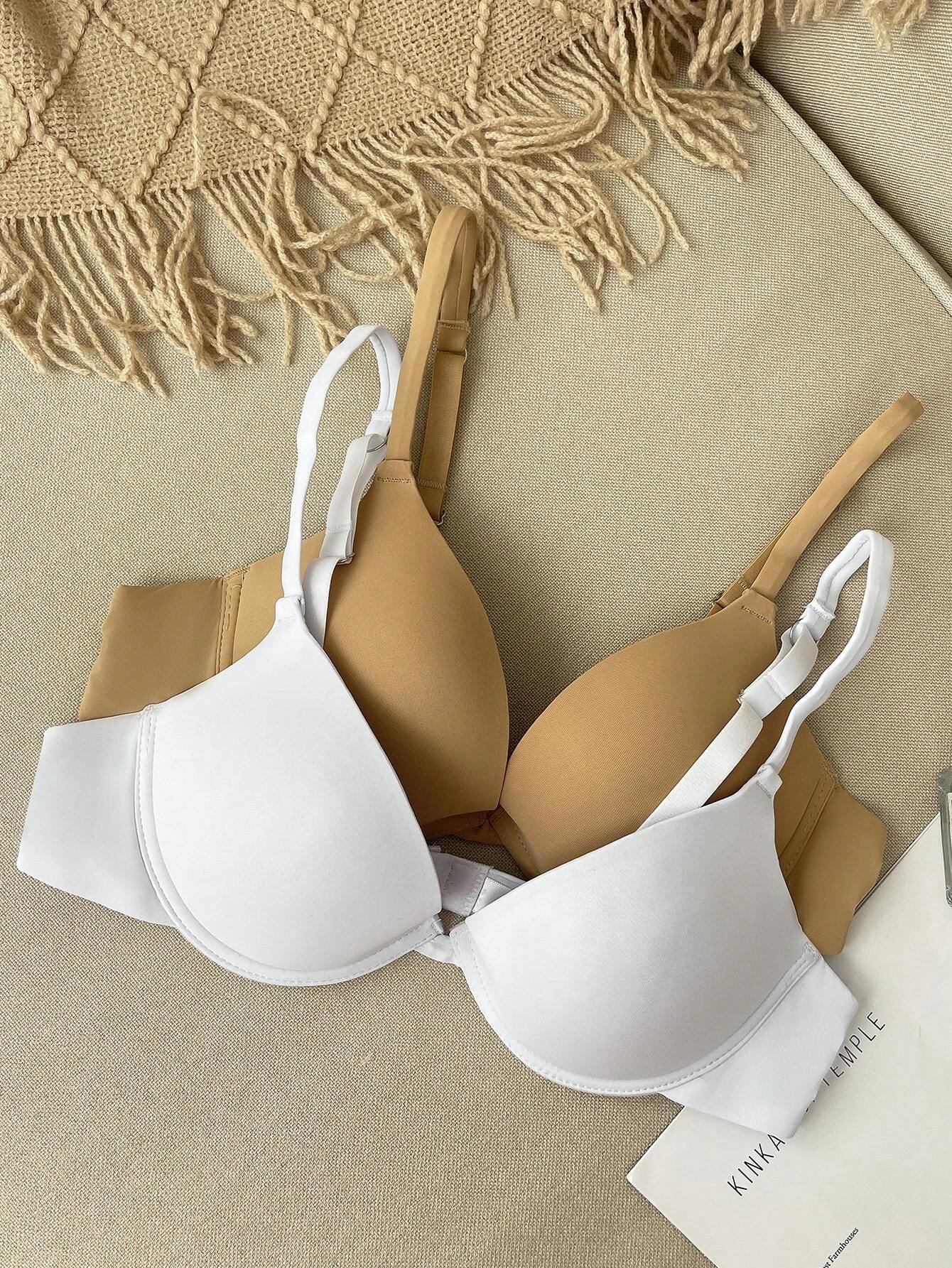 2pcs Women's Minimalist Solid Color Wire-Free Bras