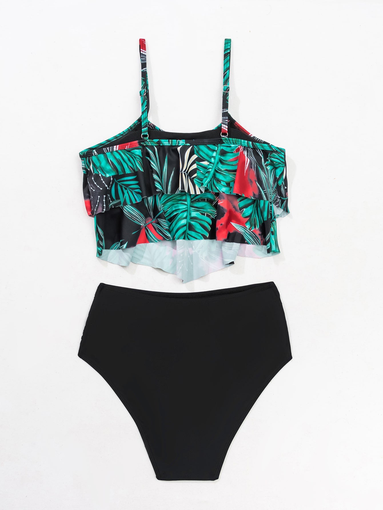 SHEIN Swim Vcay Ruffle Hem Ruched Bikini Swimsuit