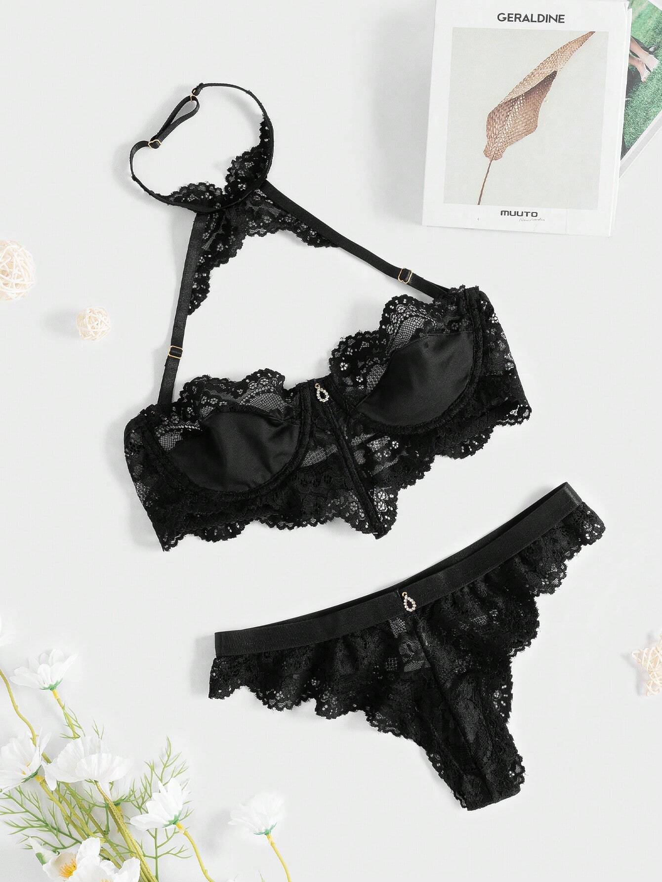 Floral Lace Underwire Lingerie Set