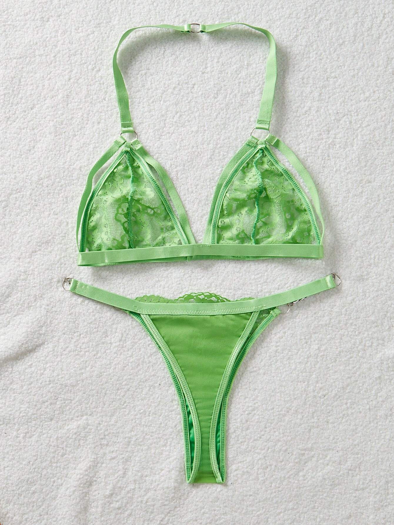 Classic Sexy Floral Lace Harness Lingerie Set