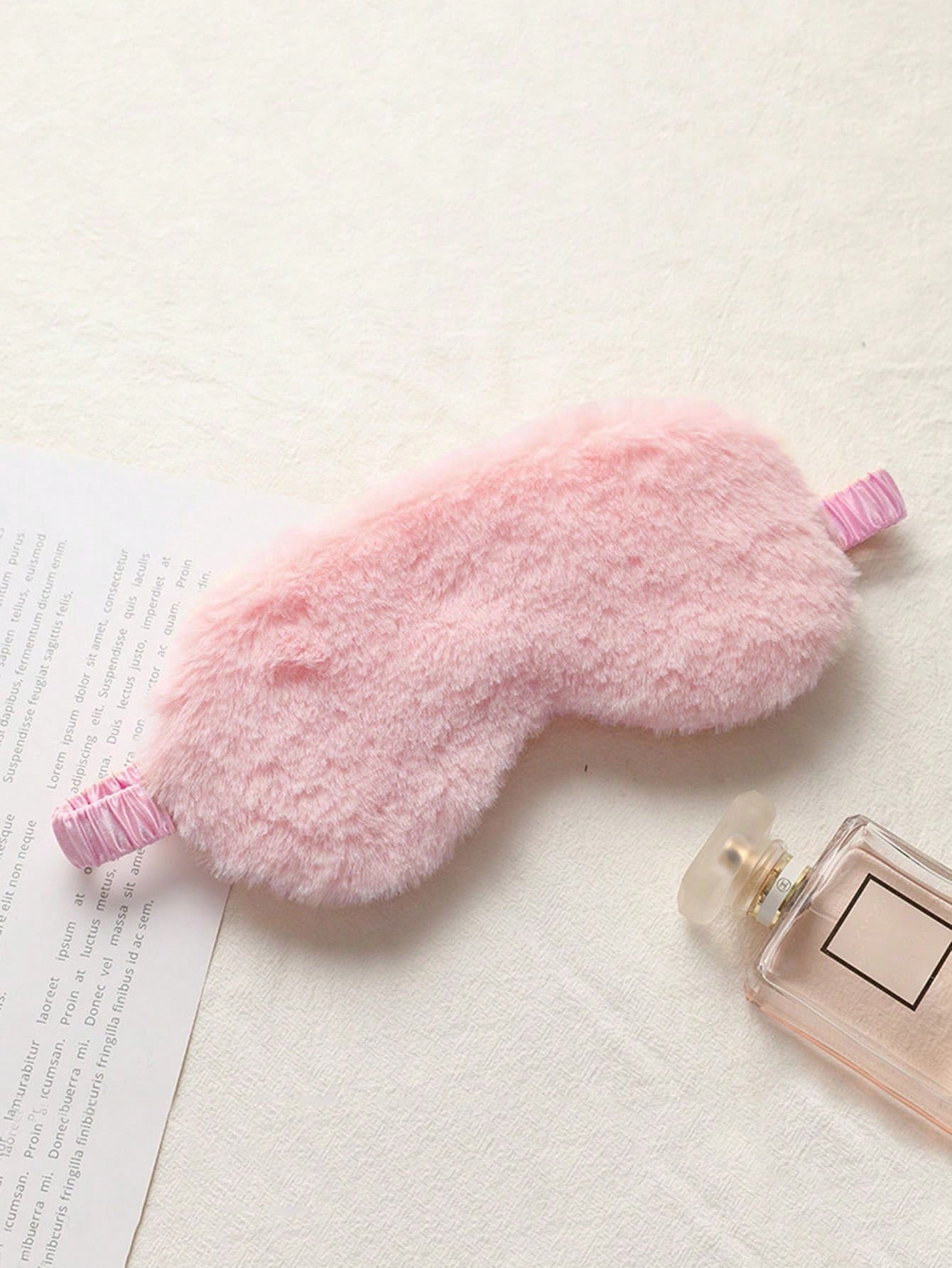 1pc Solid Color Fuzzy Eye Cover, Black Plush Warm Eyeshade For Sleeping