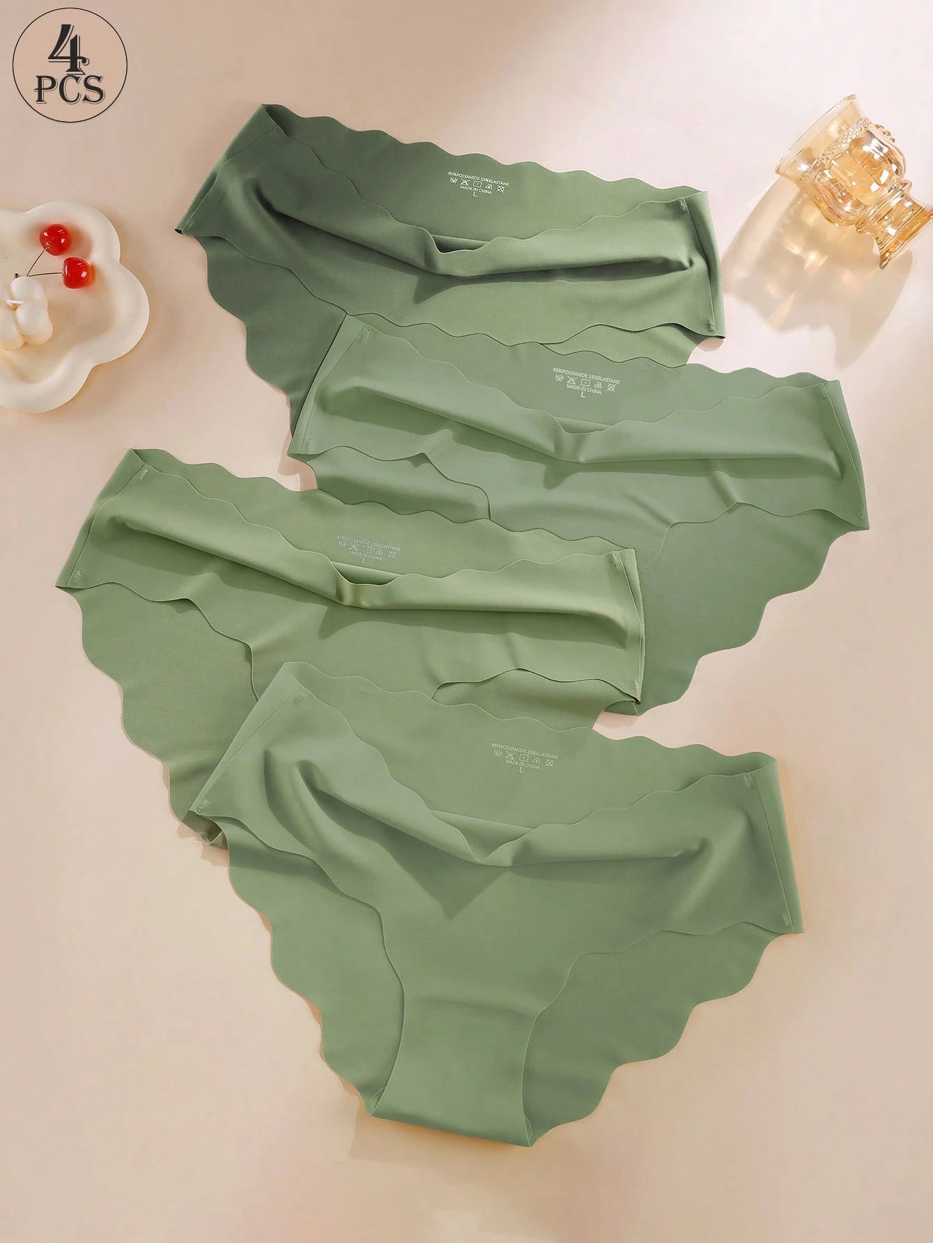 4pcs High Quality Plus Size Seamless Ice Silk Women's Underwear