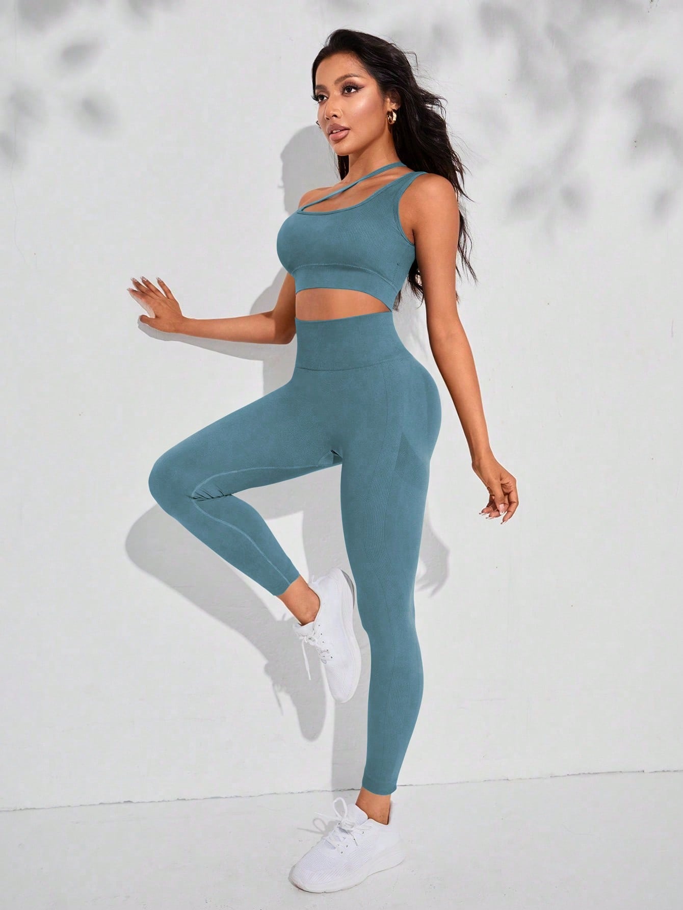 Yoga Sxy One Shoulder Ribbed Knit Sports Set