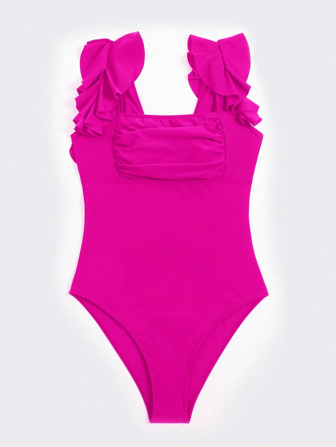 View Outfits SHEIN SHEIN Swim Chicsea Ruffle Trim Ruched Bust One Piece Swimsuit