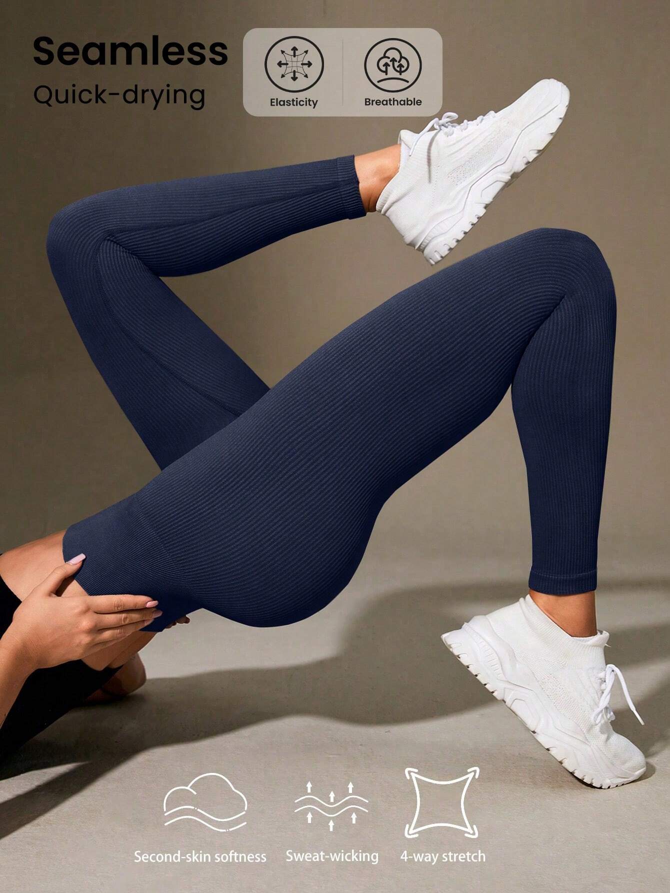 Yoga Basic Solid Wideband Waist Sports Leggings