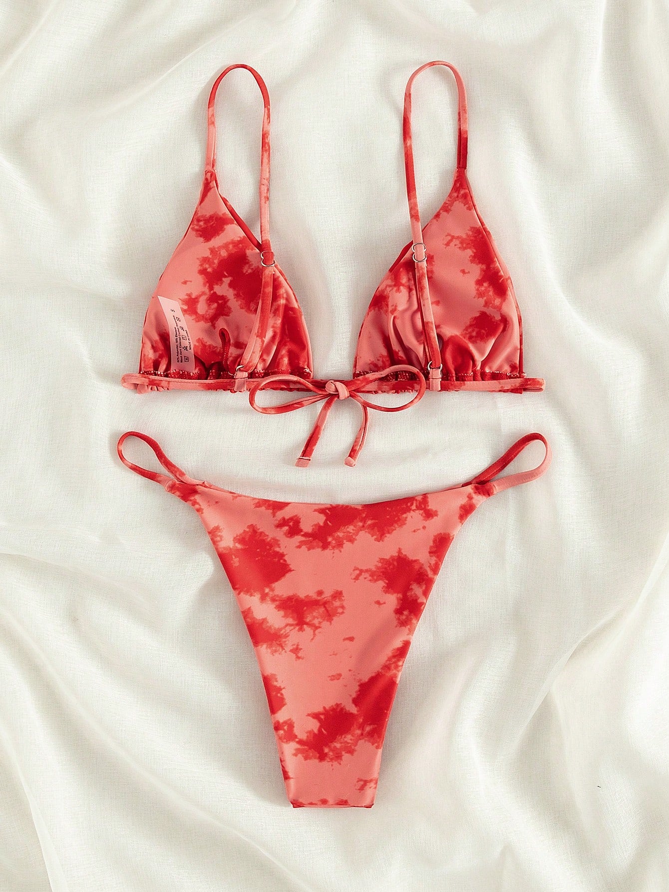 Tie Dye Bikini Set Triangle Bra &amp; Tanga Bottom 2 Piece Bathing Suit