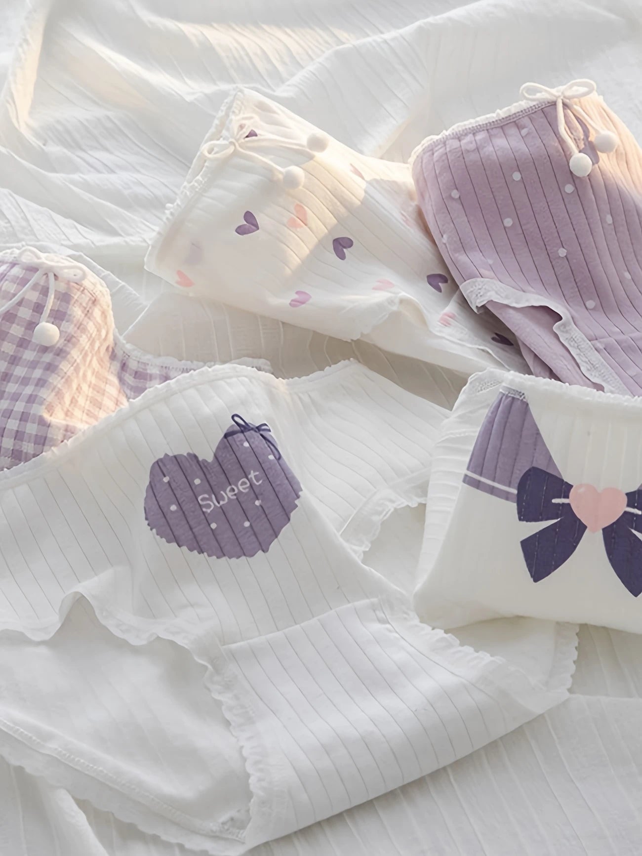 5pcs Cute Comfy Breathable Stretchy Intimates Panties