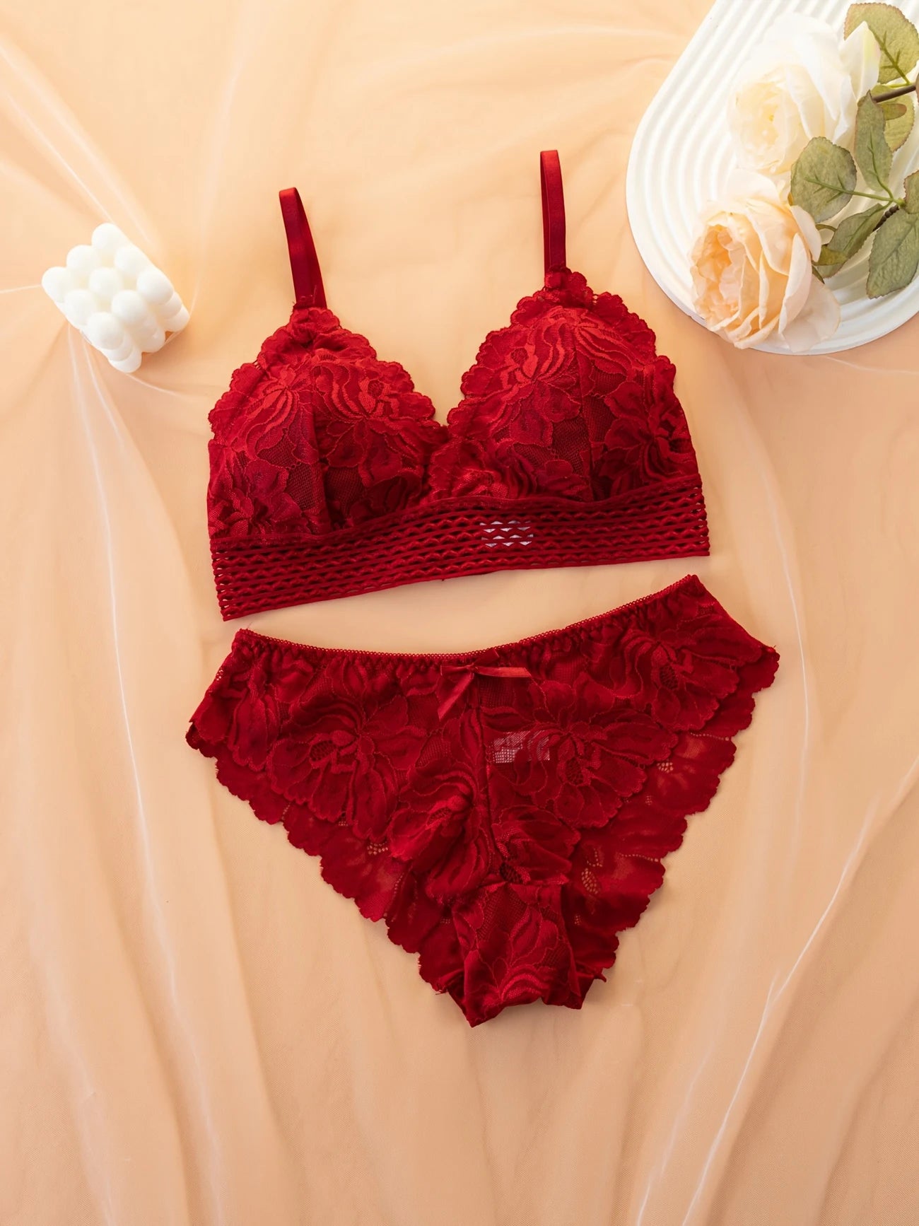 3 Set Solid Lace Elegant Bra & Panty