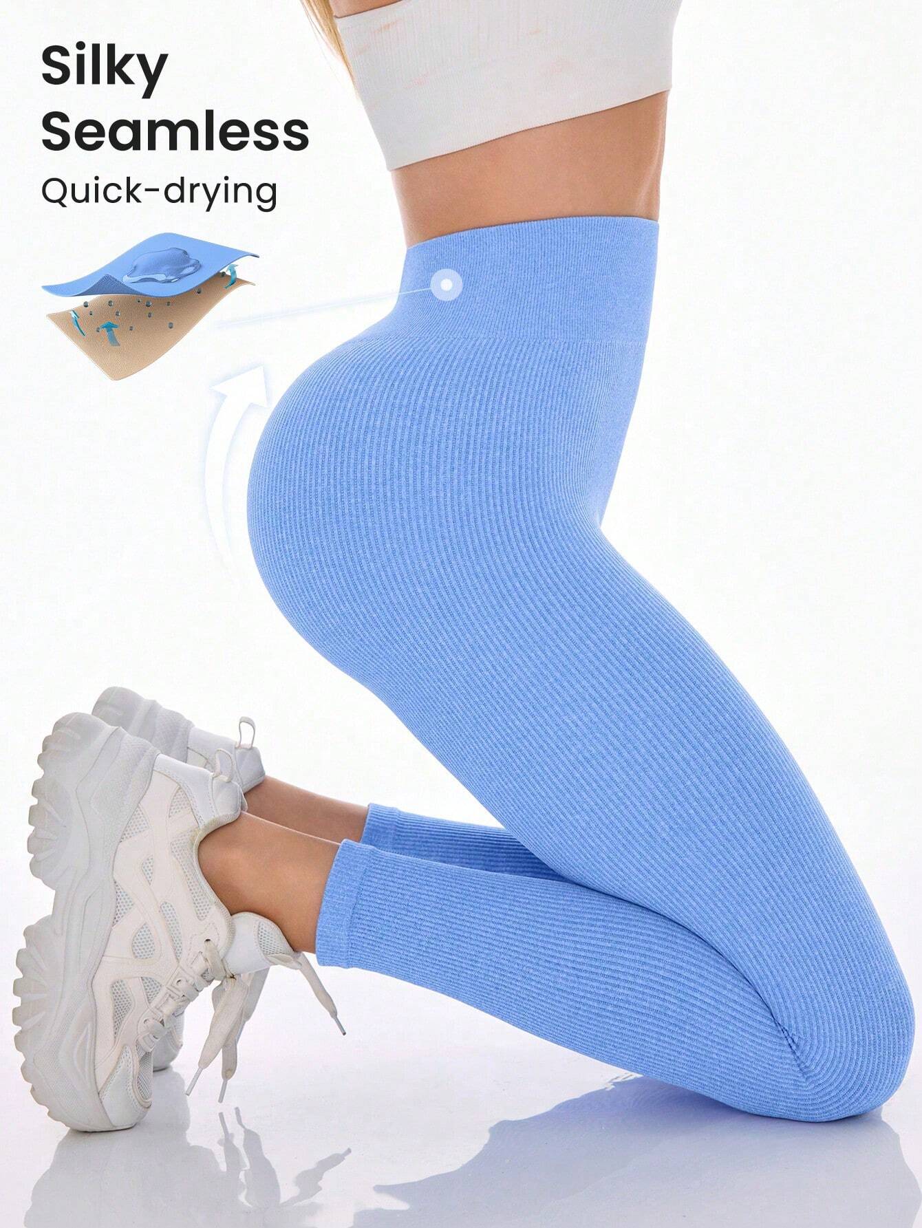 Yoga Basic Solid Wideband Waist Sports Leggings