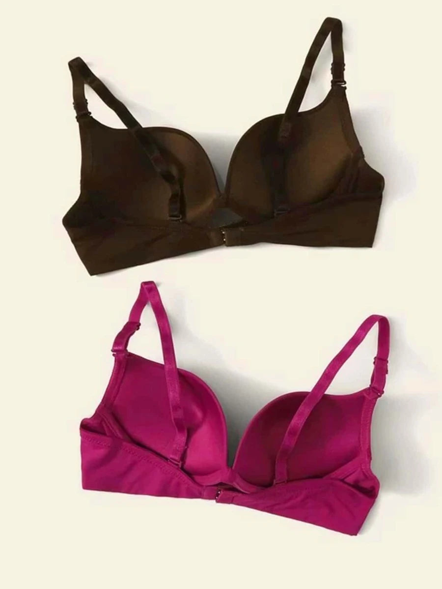 2pack Solid Underwire Bra Set