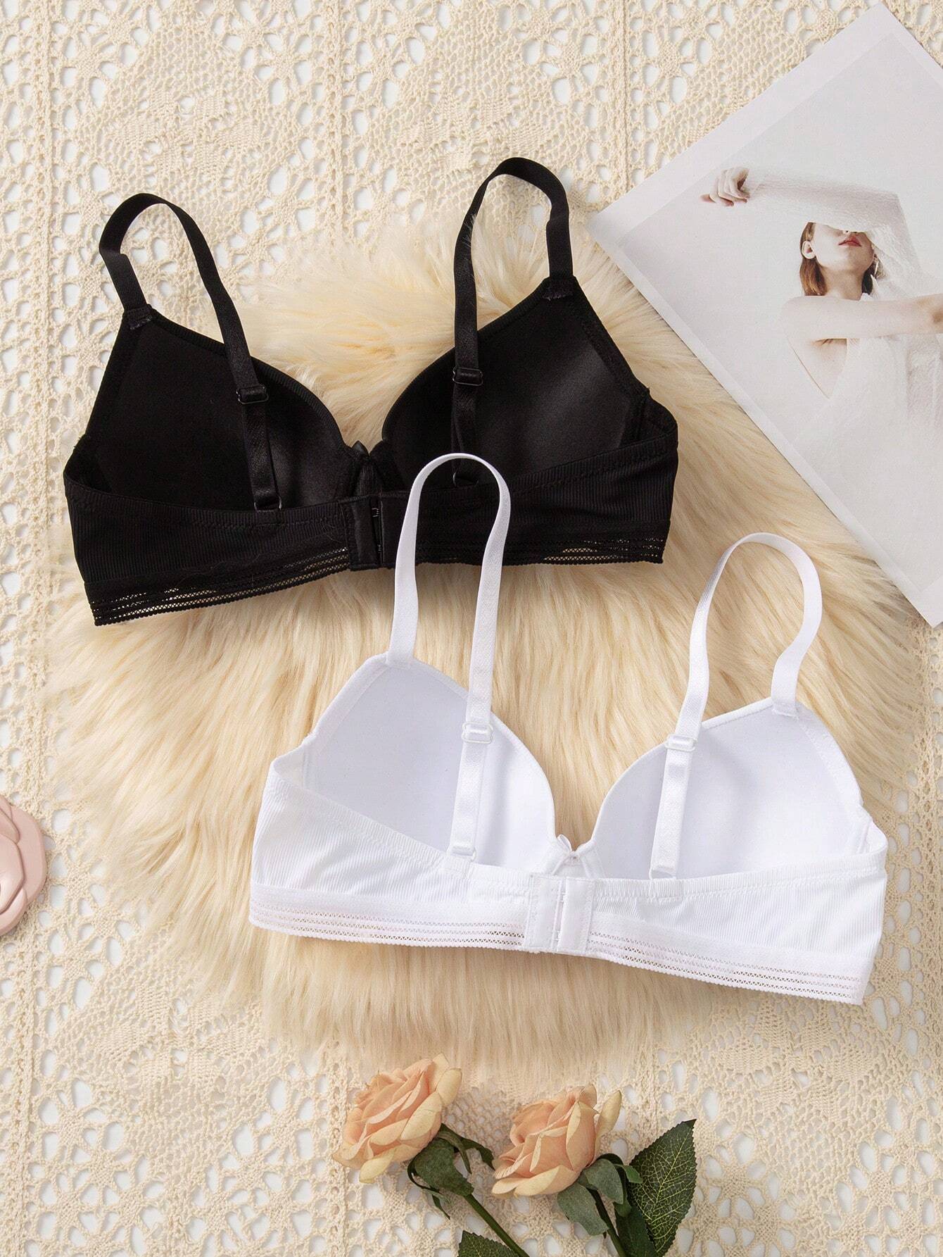 2pcs Solid Underwire Bra