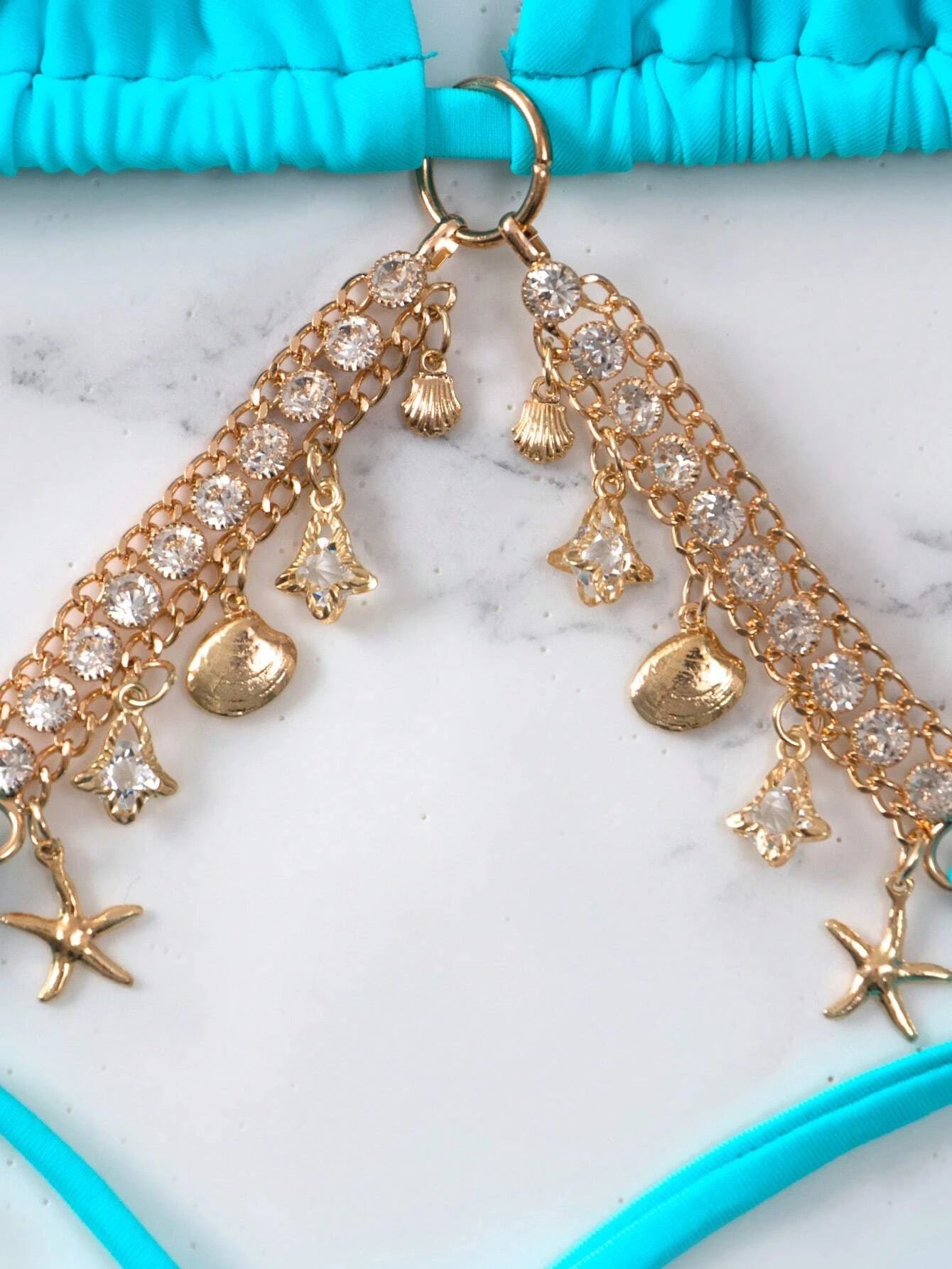 Swim BAE Chain Linked Halter Triangle Bikini Swimsuit