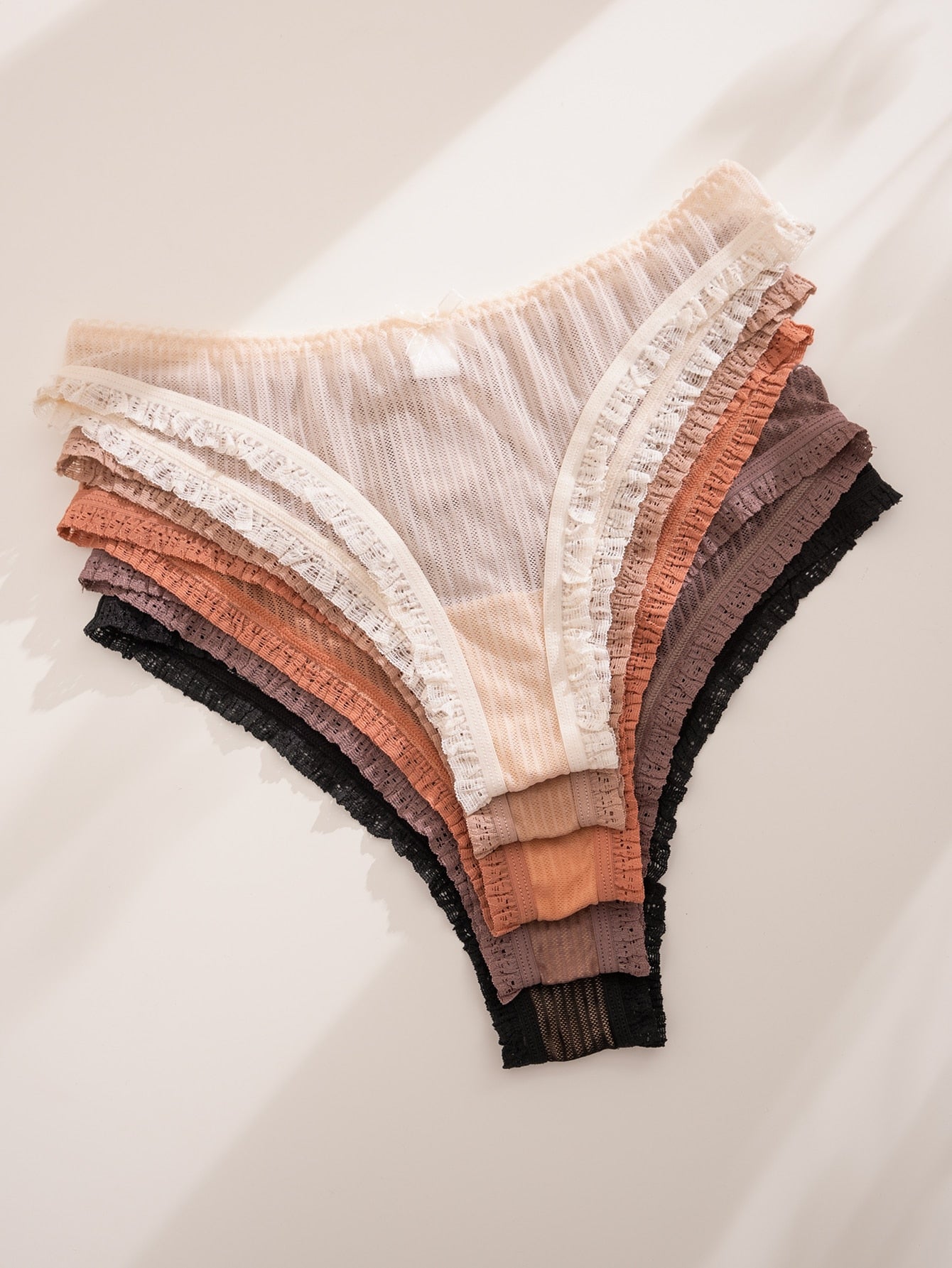 5pack Lace Trim Bow Front Panty Set