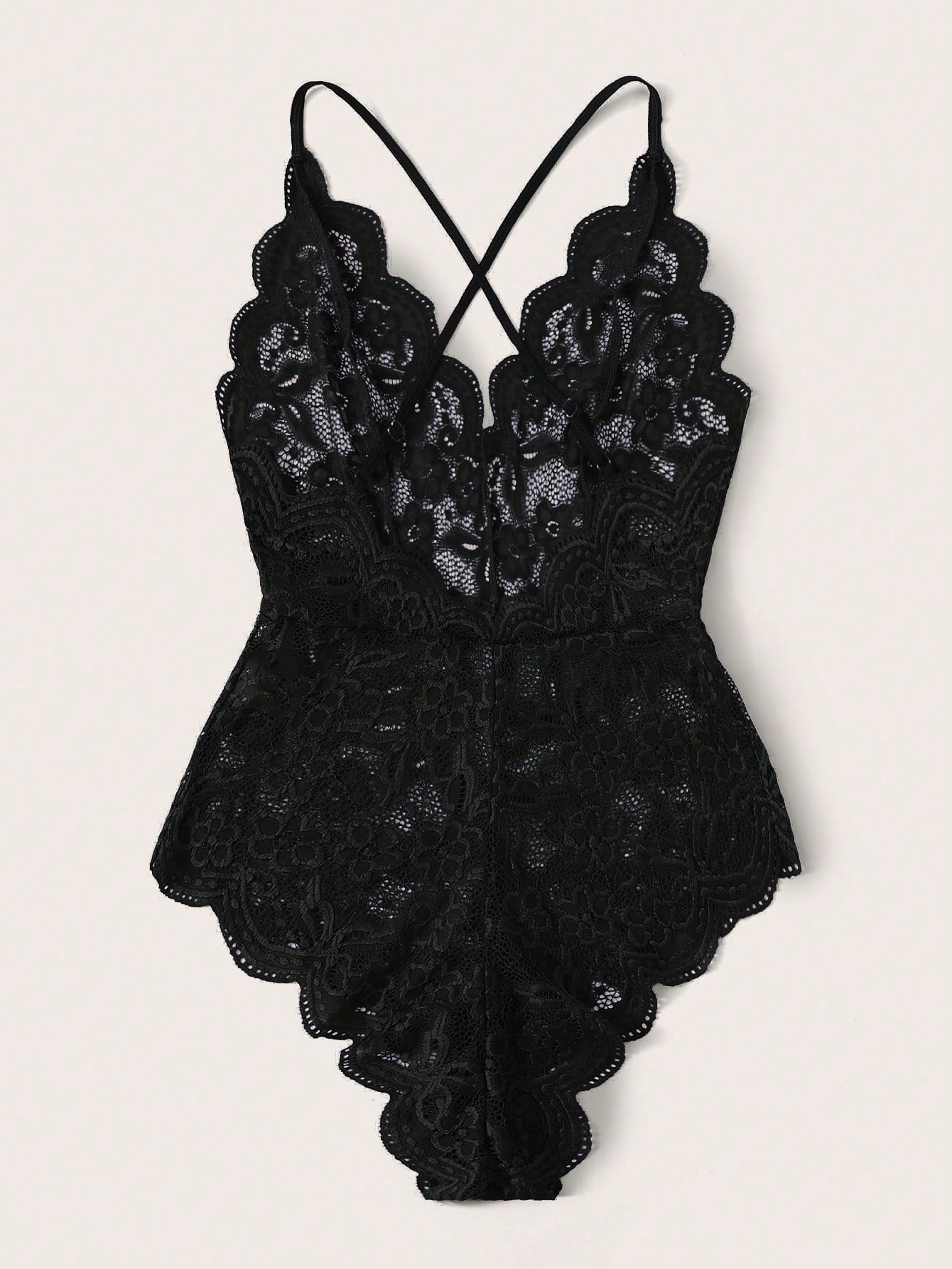 Scallop Floral Lace Teddy Bodysuit