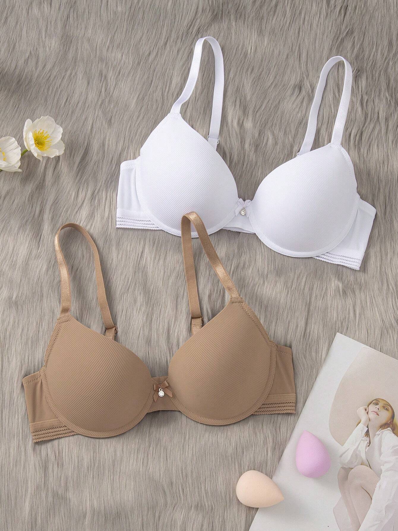 2pcs Solid Underwire Bra Multicolor 2