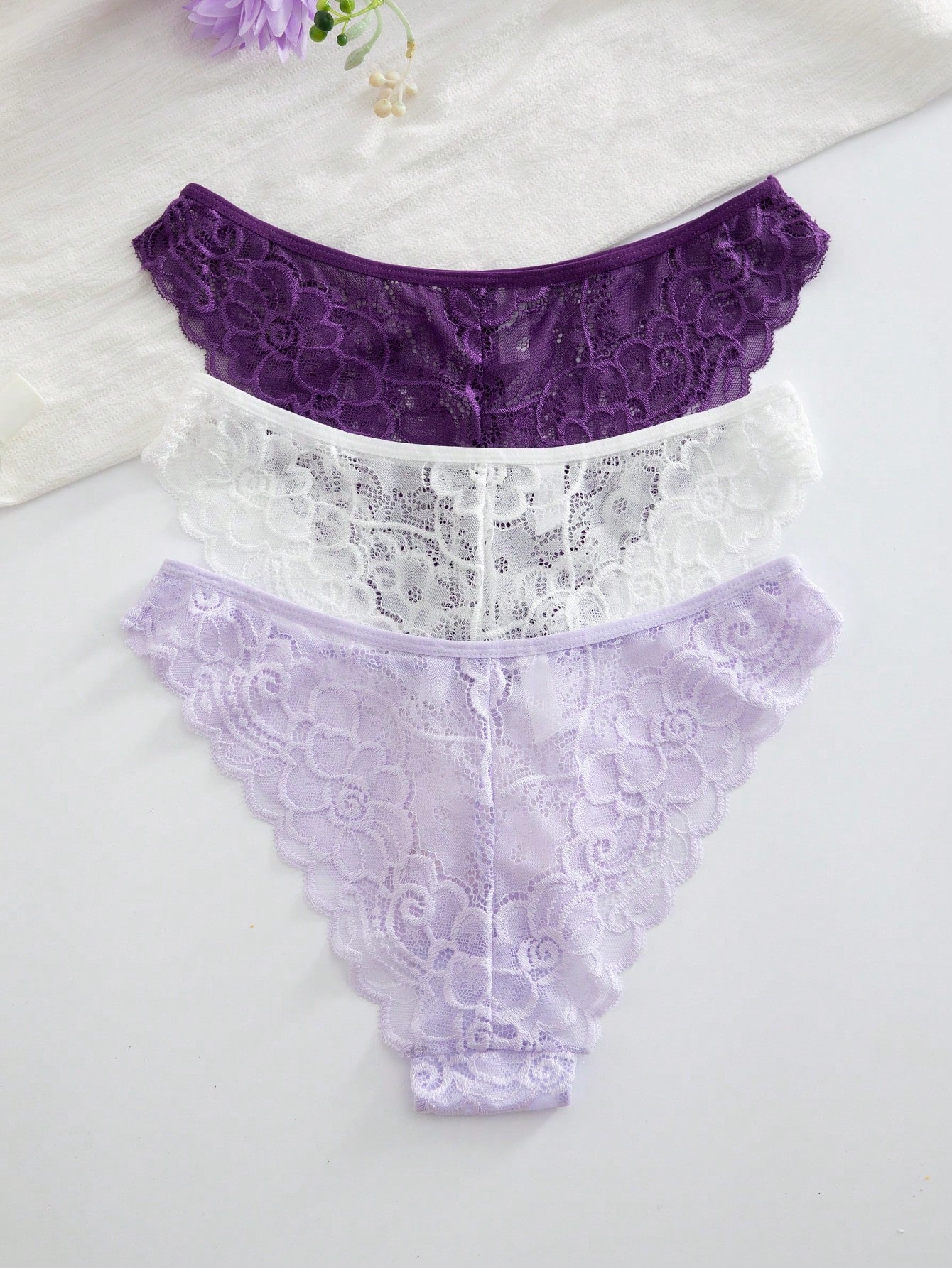 3pcs/Set Minimalist Romantic Lace Women's Bikini Briefs Multicolor 6