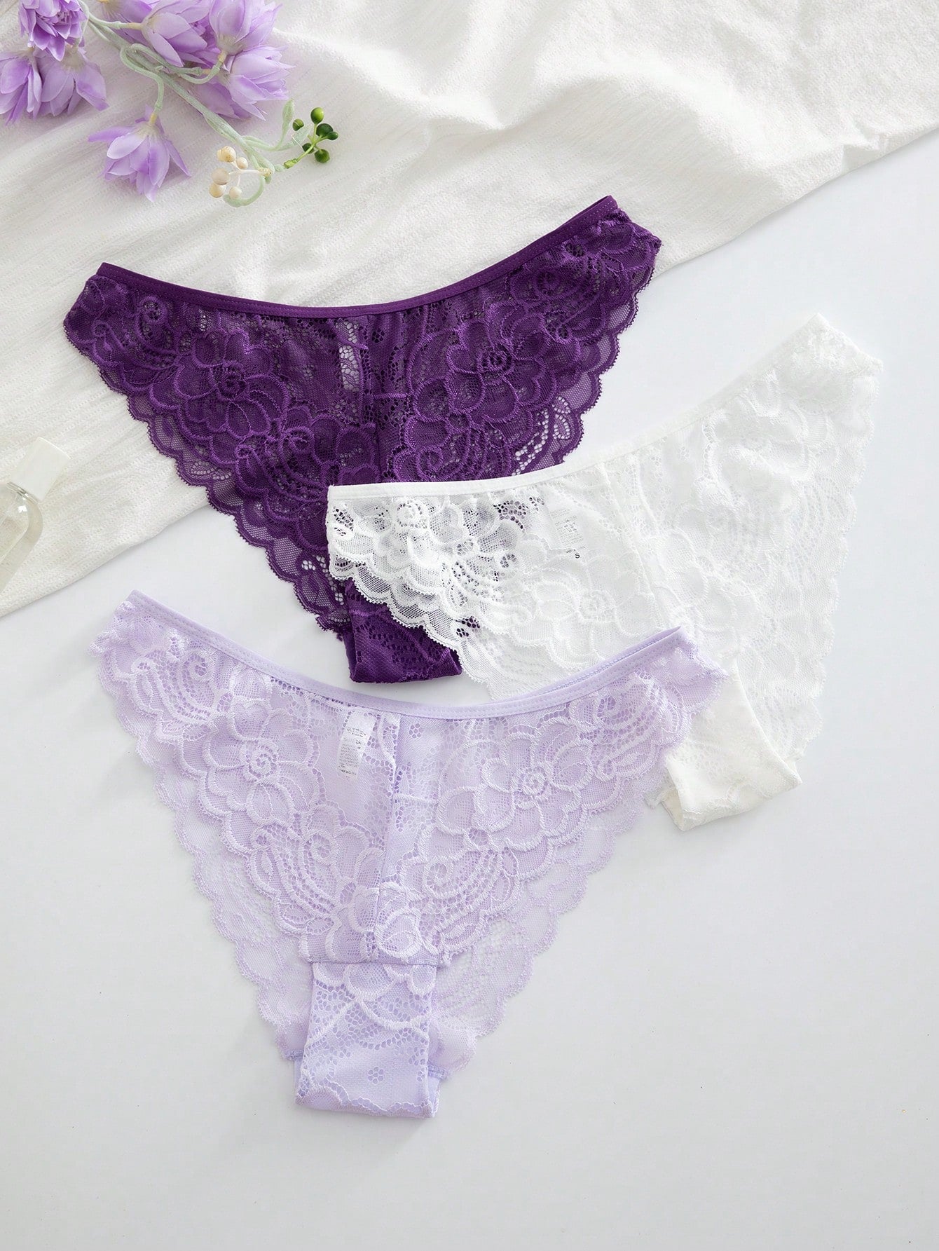 3pcs/Set Minimalist Romantic Lace Women's Bikini Briefs