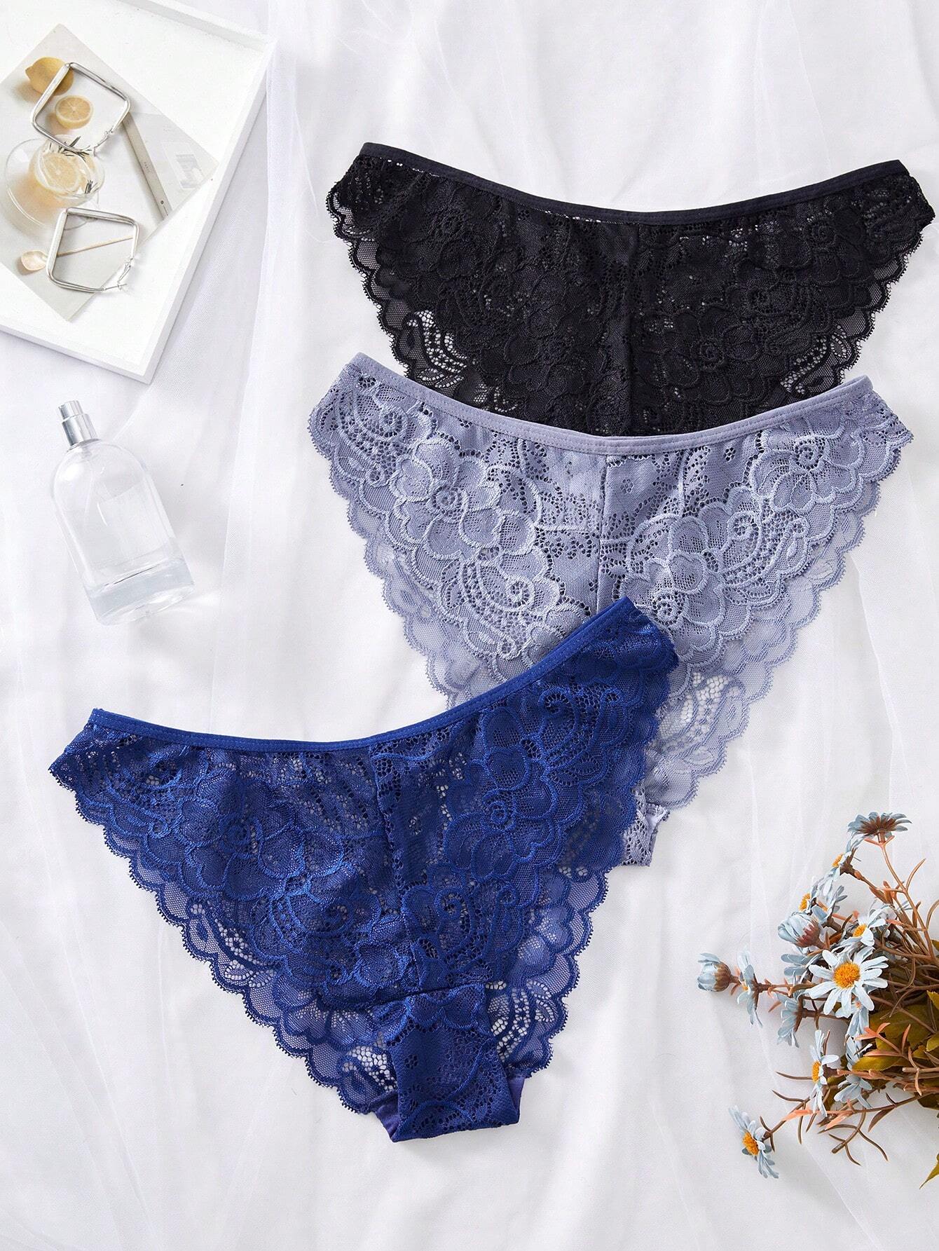 3pcs/Set Minimalist Romantic Lace Women's Bikini Briefs Multicolor 7