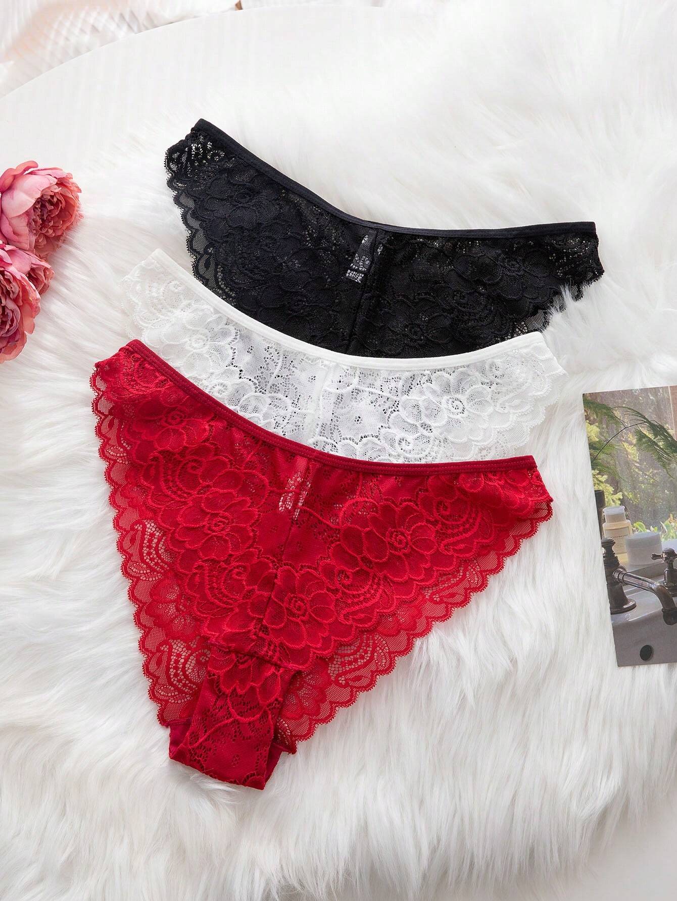 3pcs/Set Minimalist Romantic Lace Women's Bikini Briefs Multicolor 2