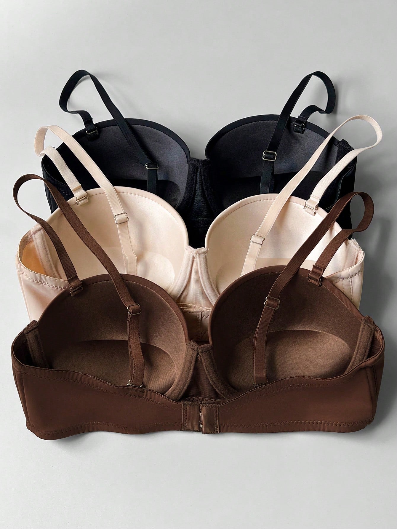 3pcs/Set Solid Color Comfortable Supportive Underwire Bras