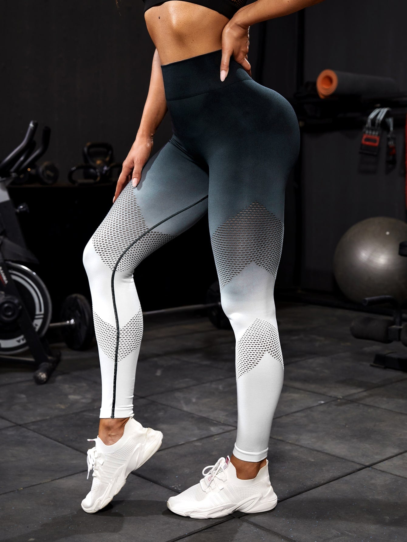 Yoga Basic Ombre Print Wideband Waist Sports Leggings