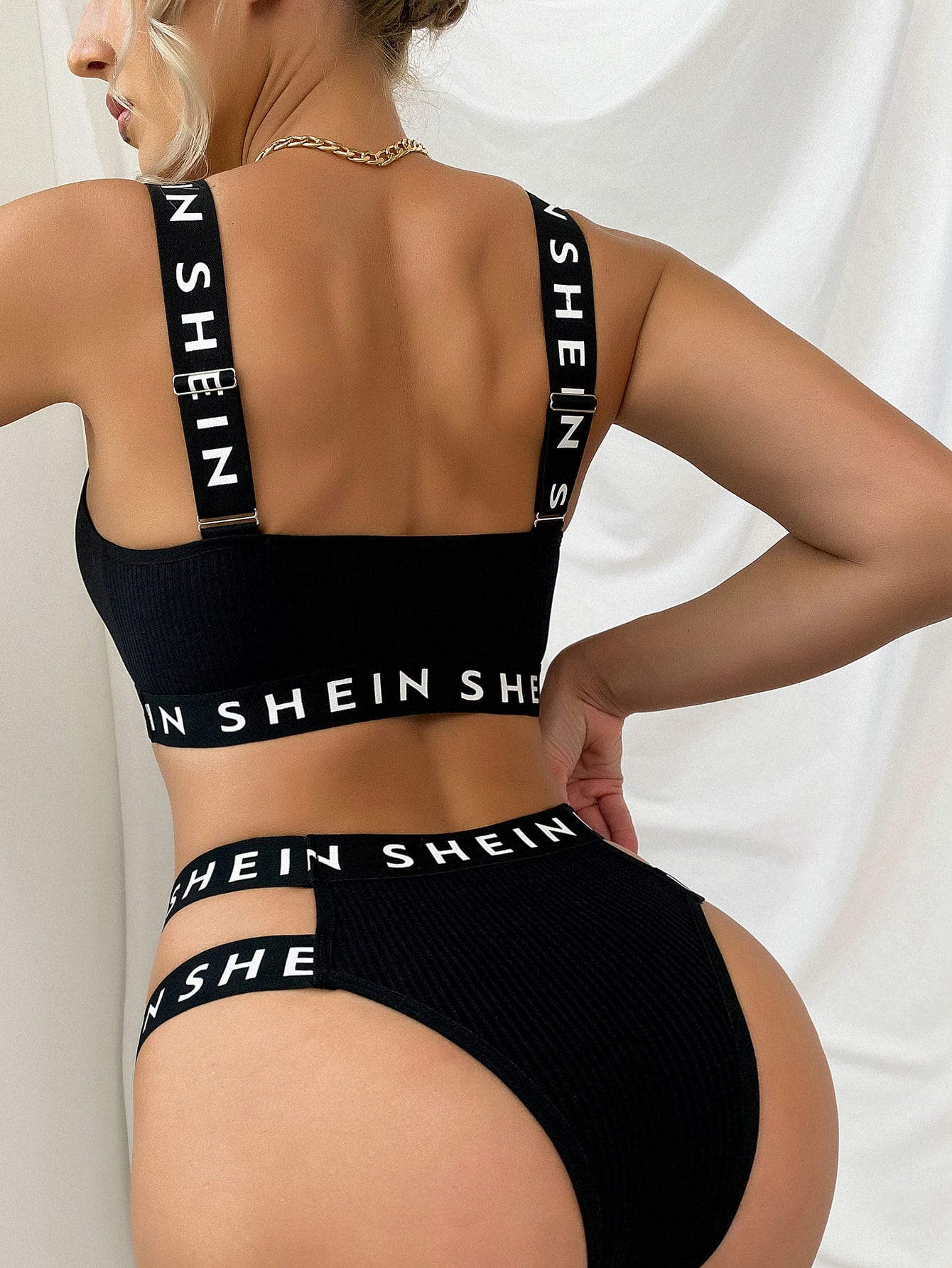 Letter Tape Lingerie Set