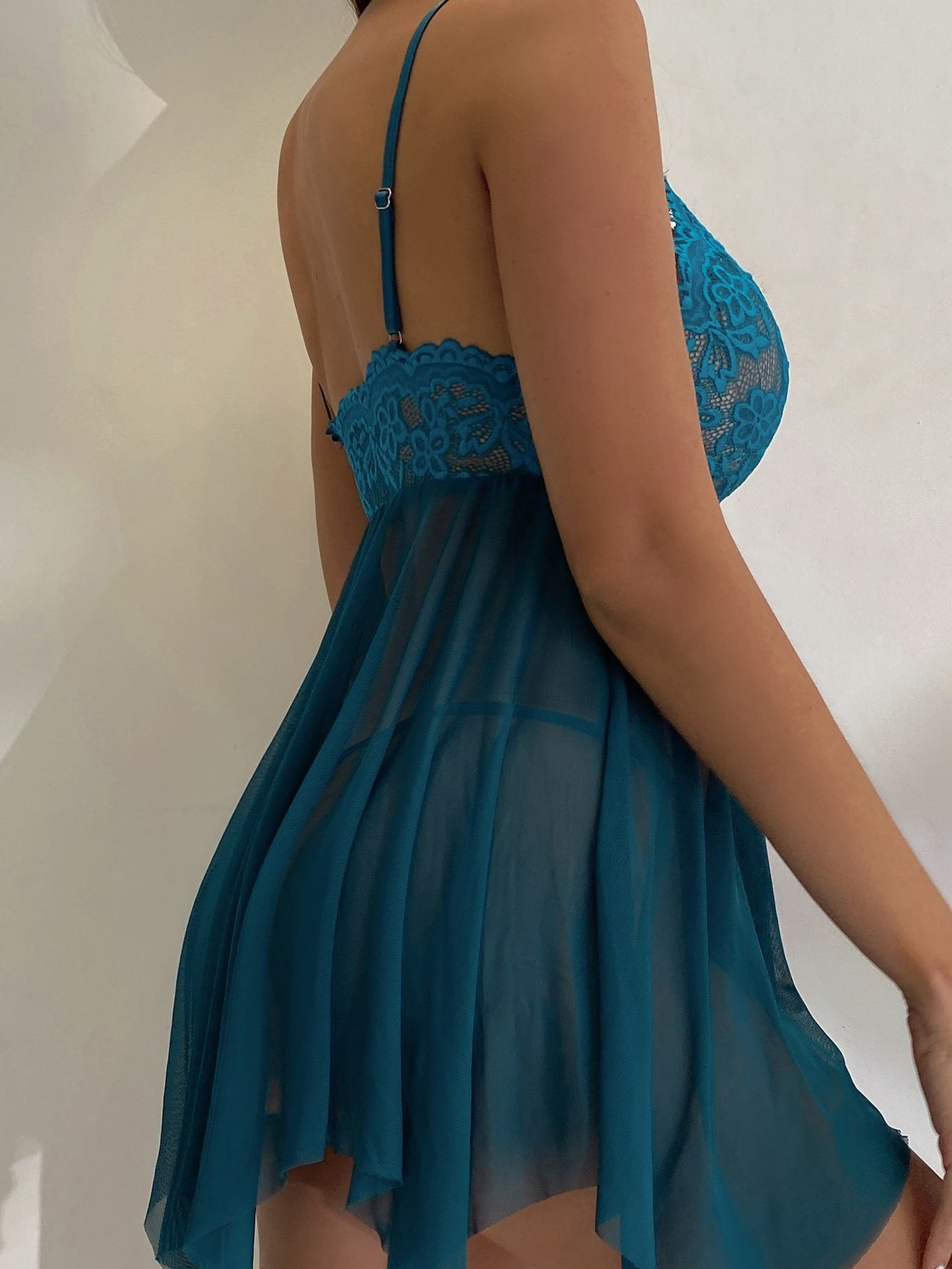 Floral Lace Mesh Slips &amp; Thong