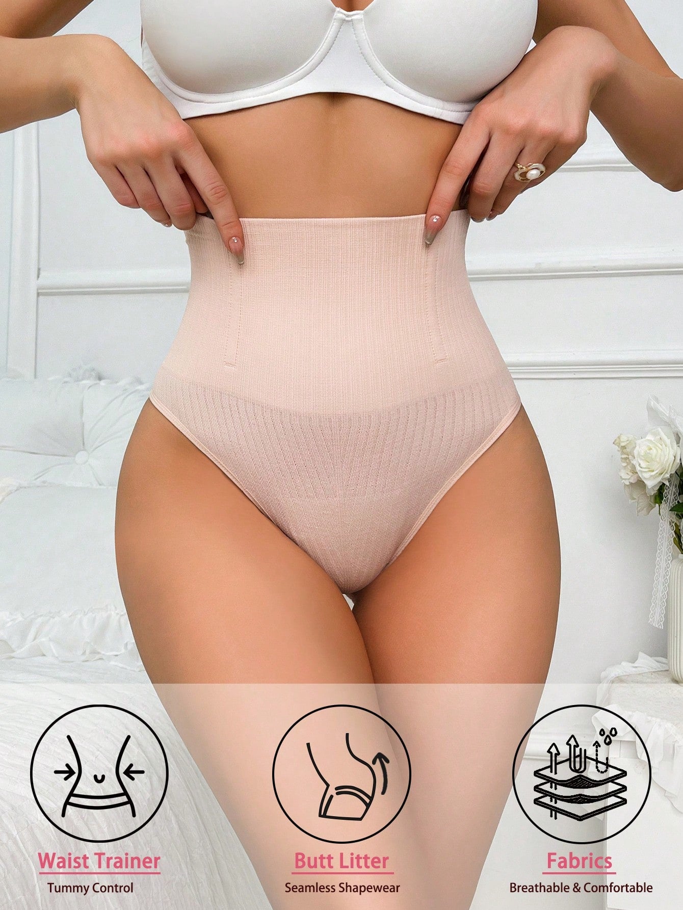 High Waisted Shapewear Panty XS Baby Pink