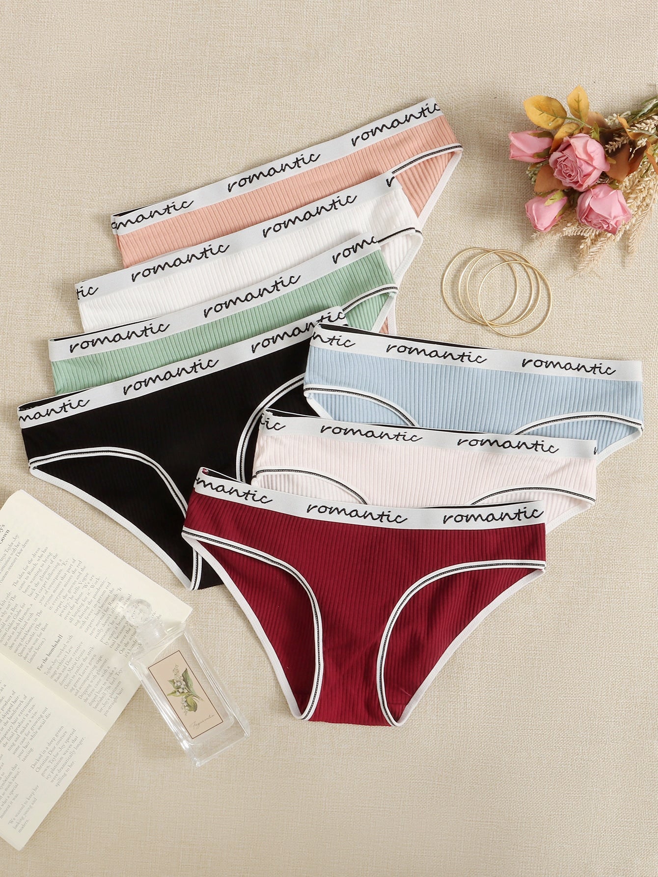 7pack Letter Tape Ribbed Knit Contrast Binding Brief S Multicolor 2