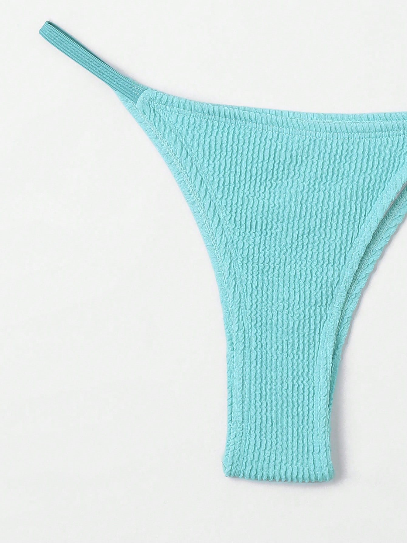 Contrast Binding Triangle Thong Bikini Swimsuit