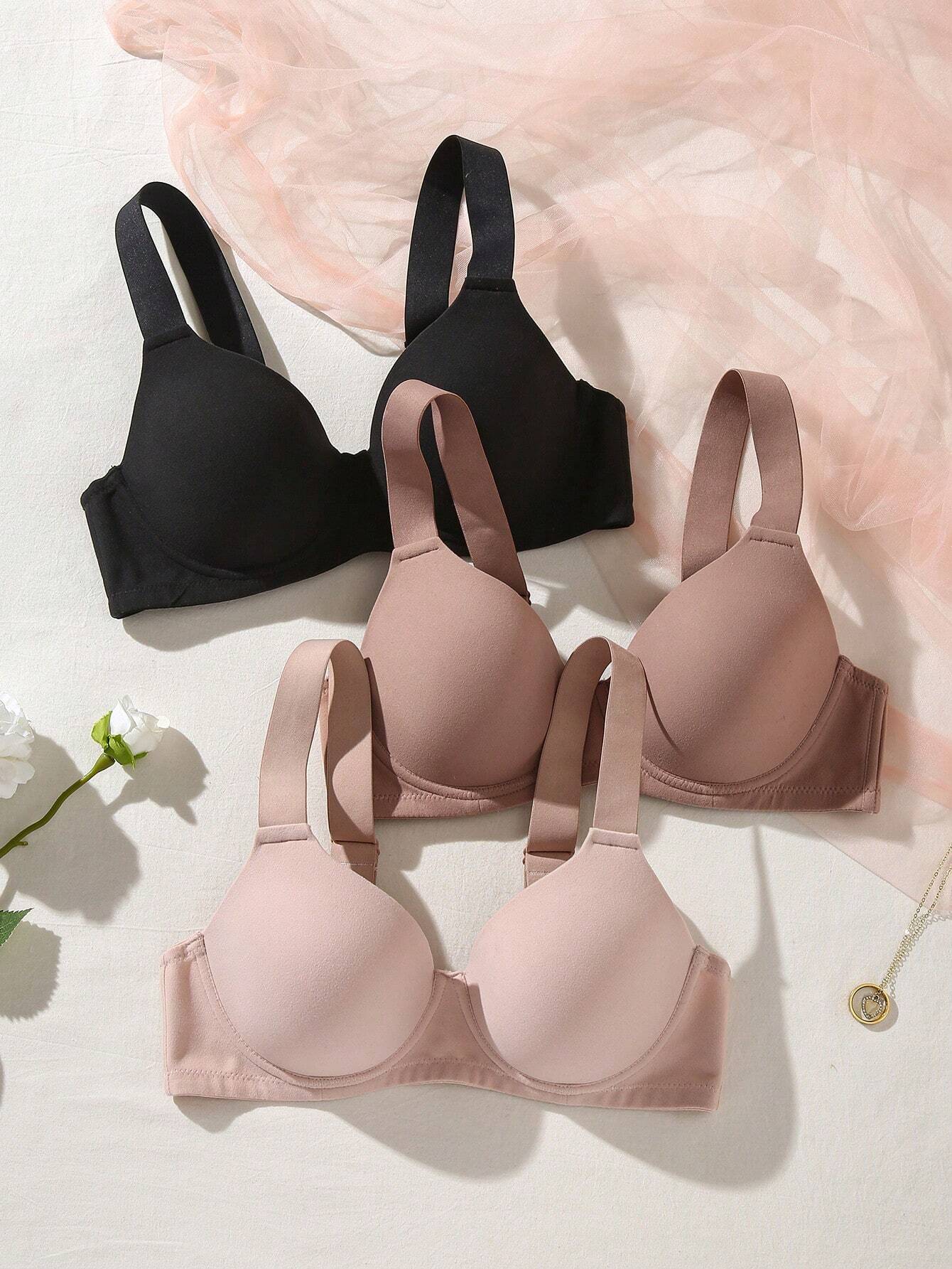 Women's Daily Casual Soft &amp; Comfortable Wide Strap Push-Up Bra With Seamless &amp; Underwire Design