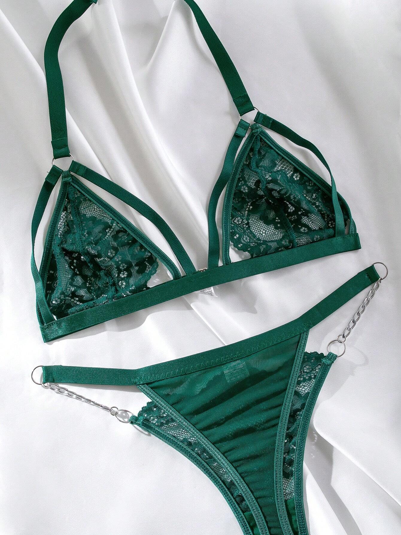 Classic Sexy Floral Lace Harness Lingerie Set