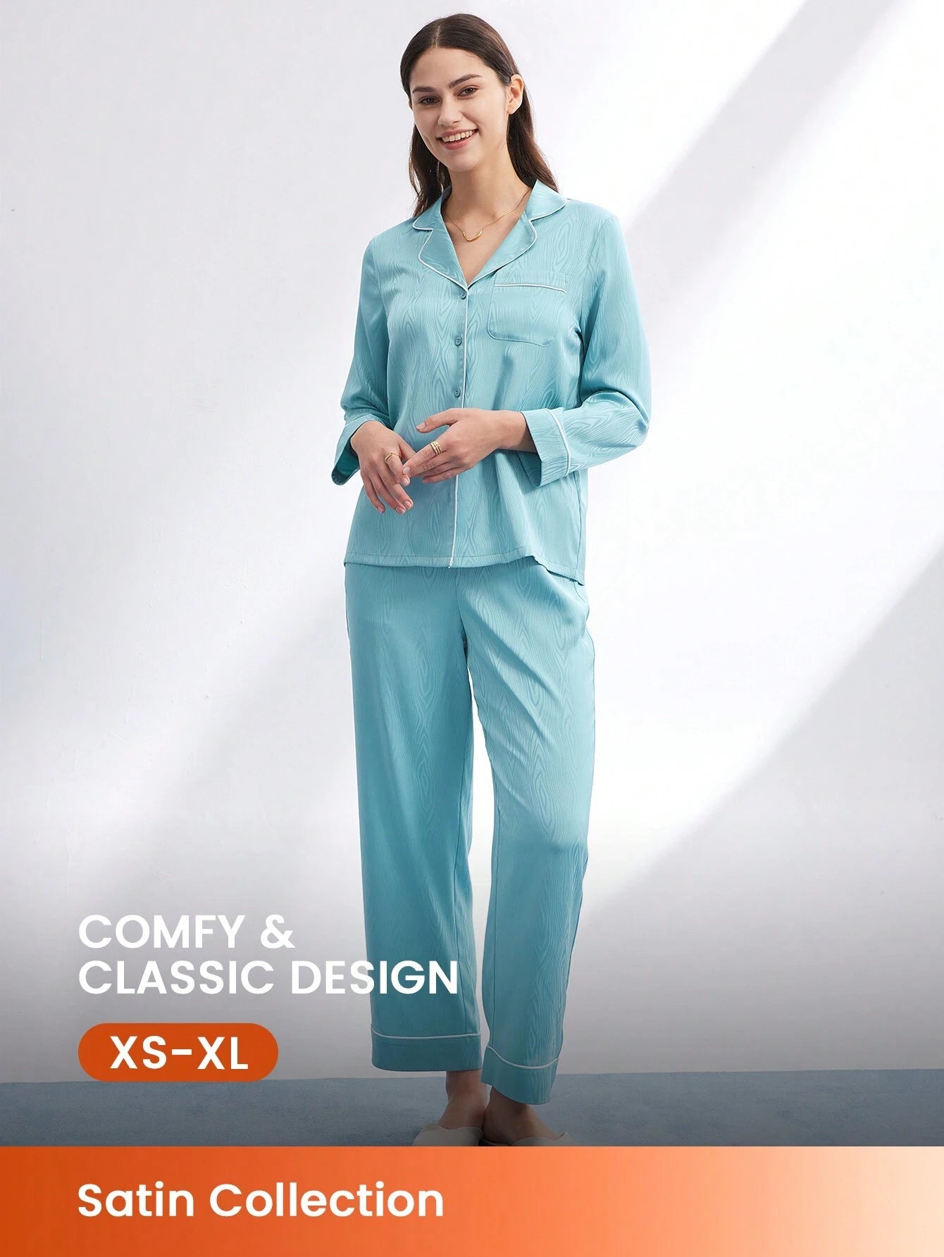 LUVLETTE Retro Polka Flora Satin Long Women Pajama Sets Green