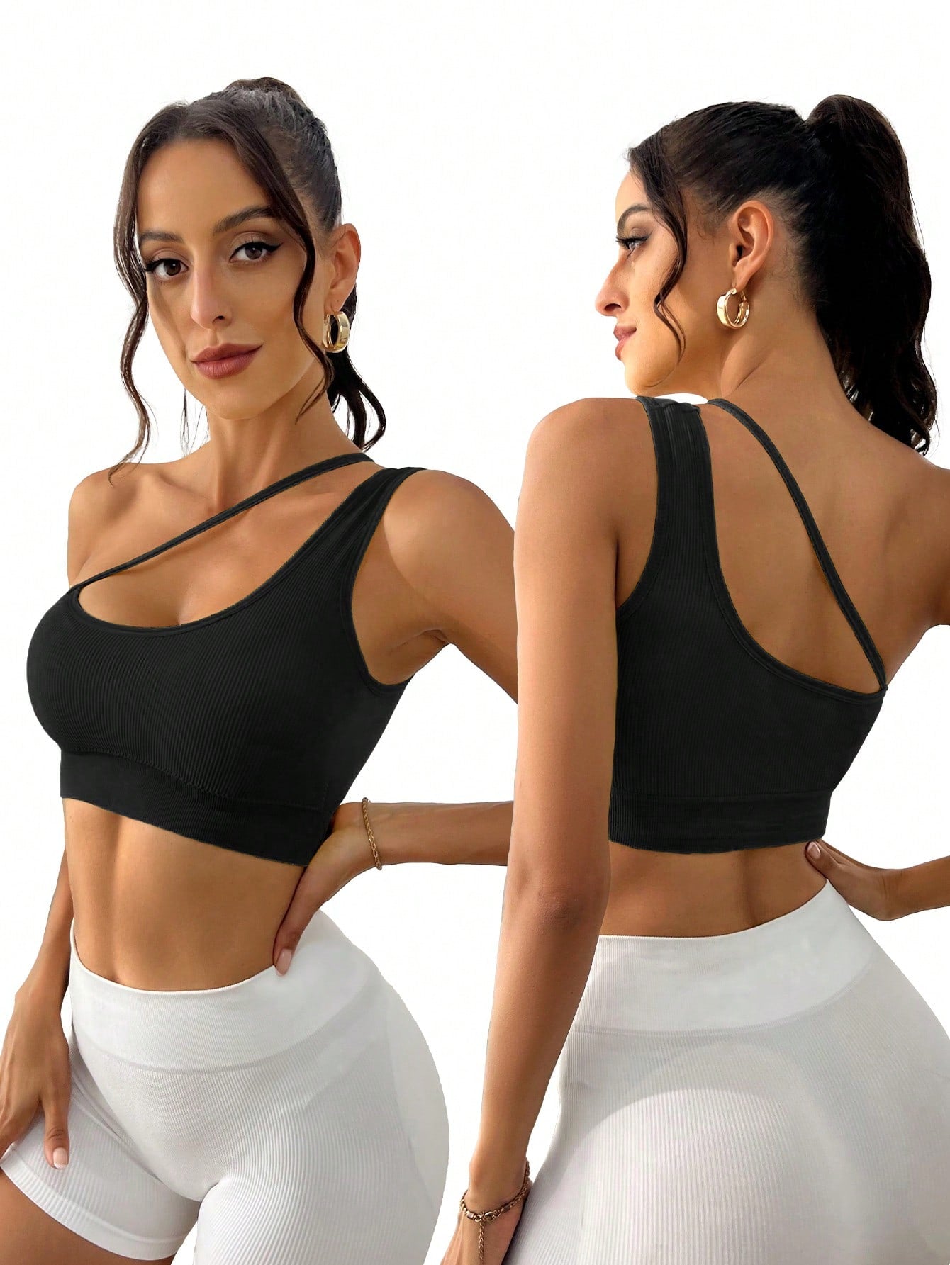 Yoga Sxy 3pcs Medium Support Asymmetrical Neck Sports Bra