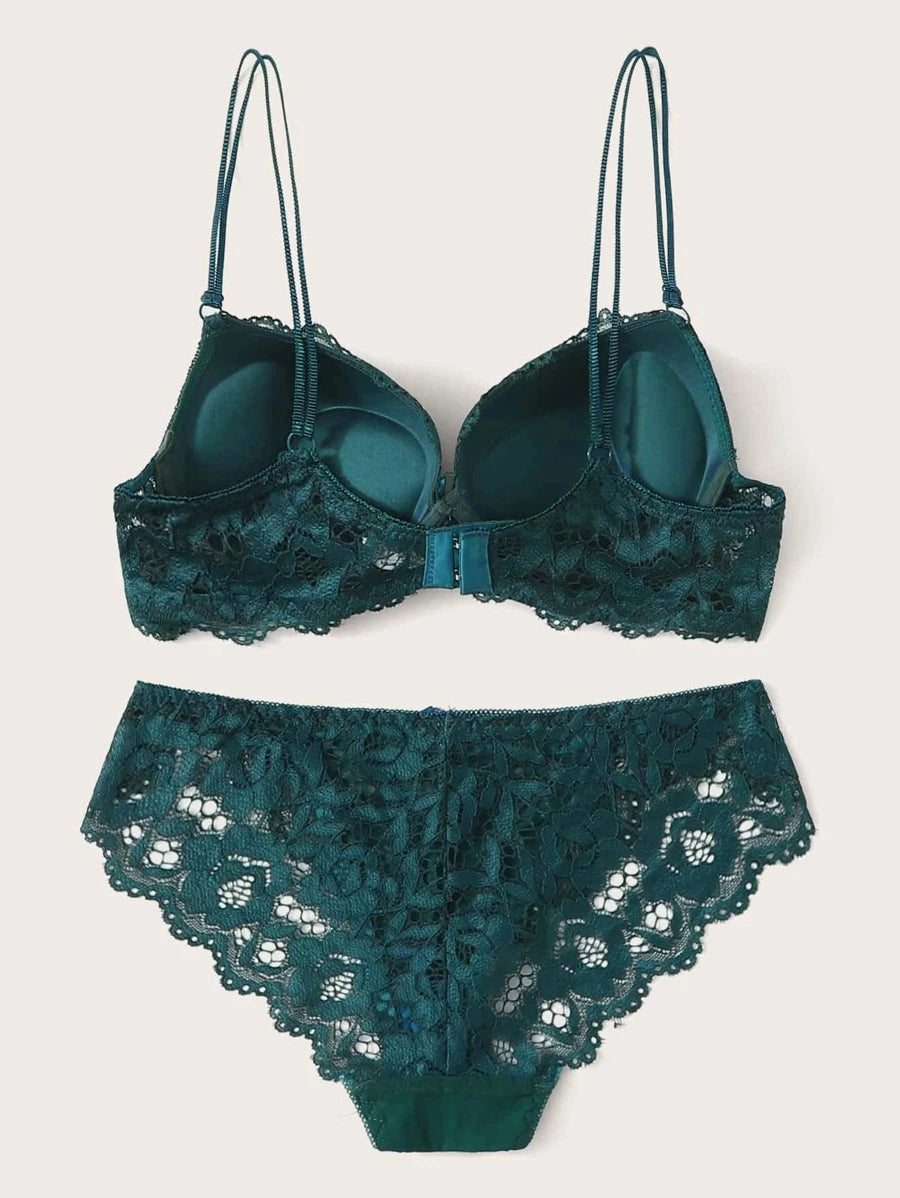 Floral Lace Underwire Lingerie Set
