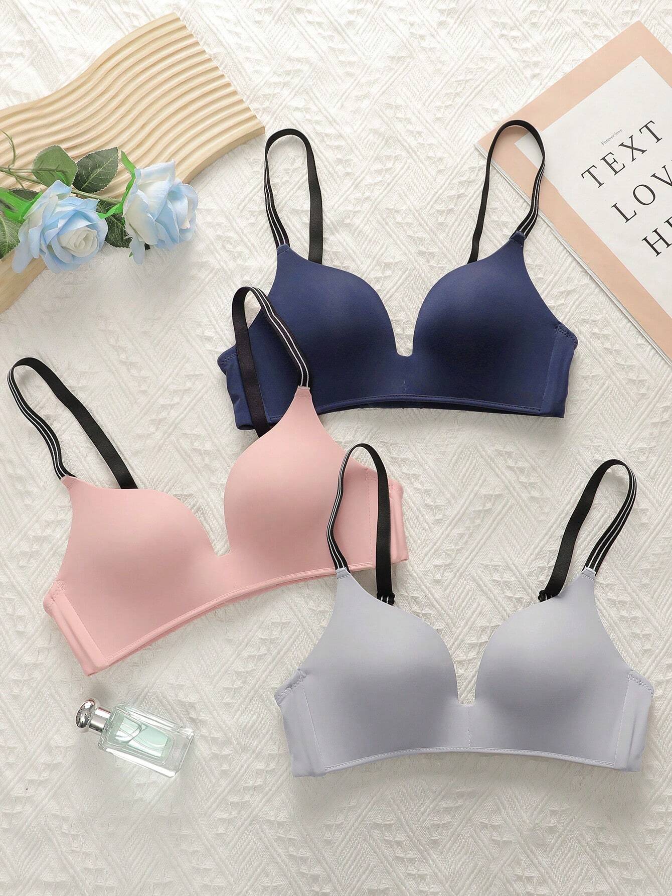 Letter Print Strap Bra Set 3pack Sports